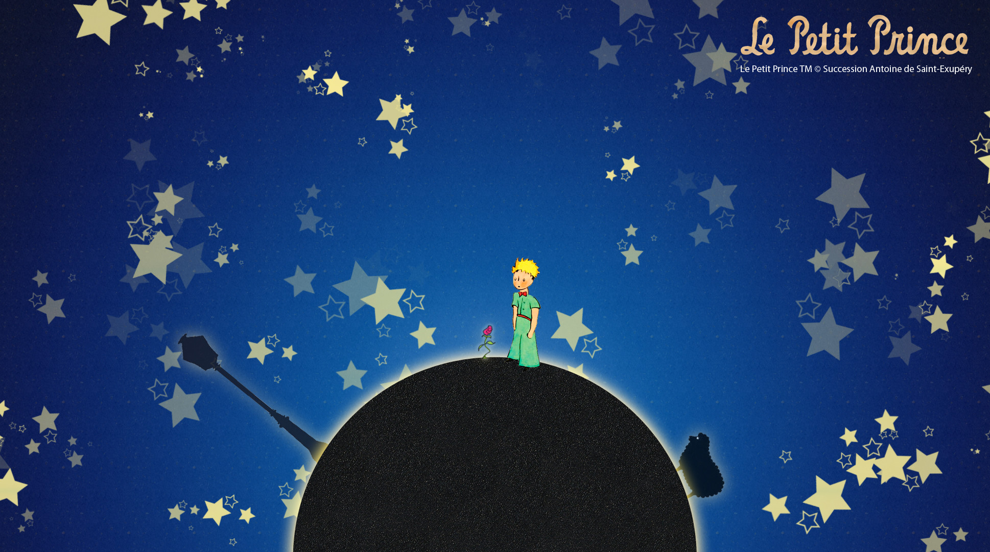 Le Petit Prince, Il Piccolo Principe, Asteroide, Cielo stellato, Blu, sfondo 16:9 Full HD