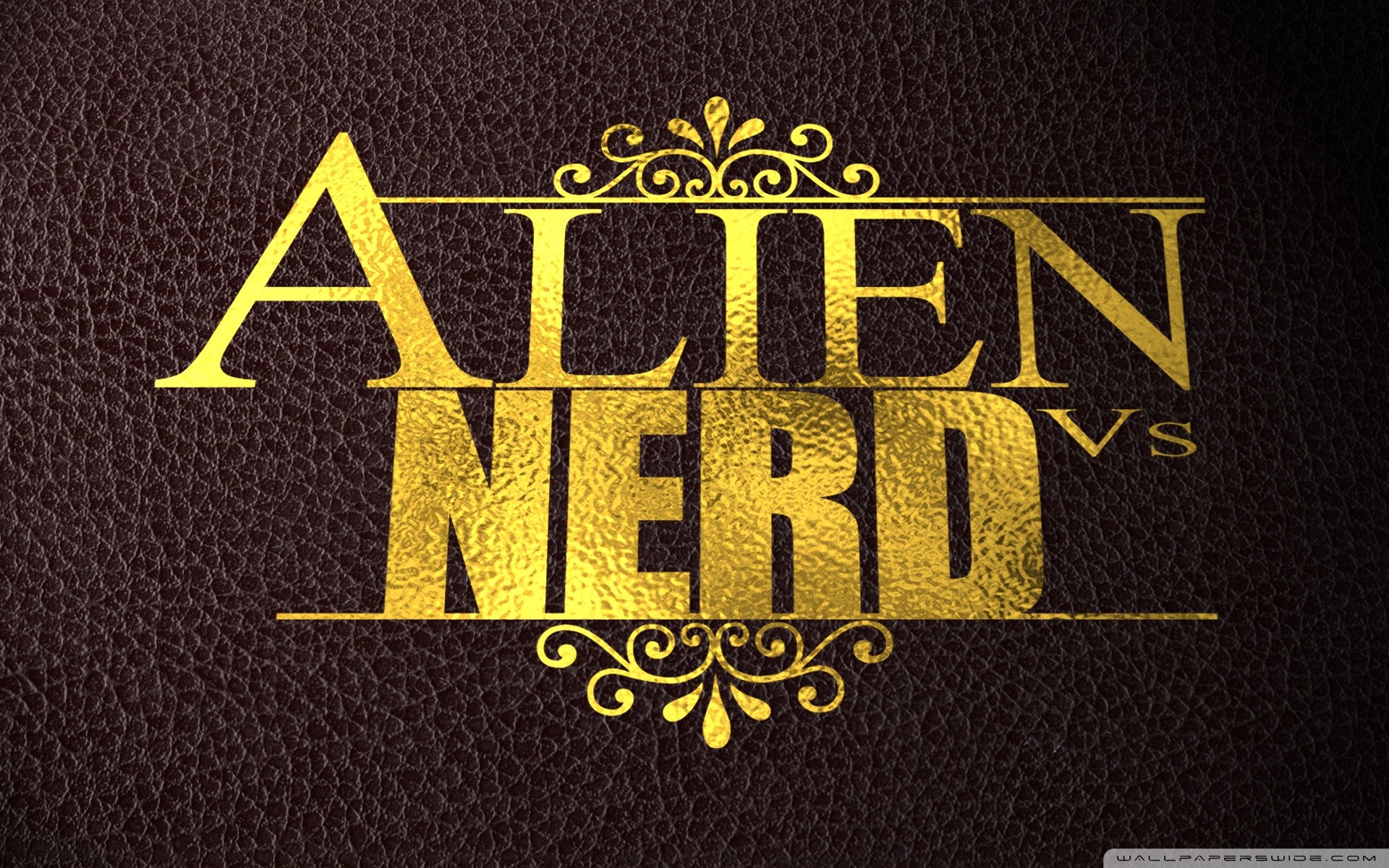 Alien vs Nerd, Tipografia, Oro, 1920x1200, sfondo per PC