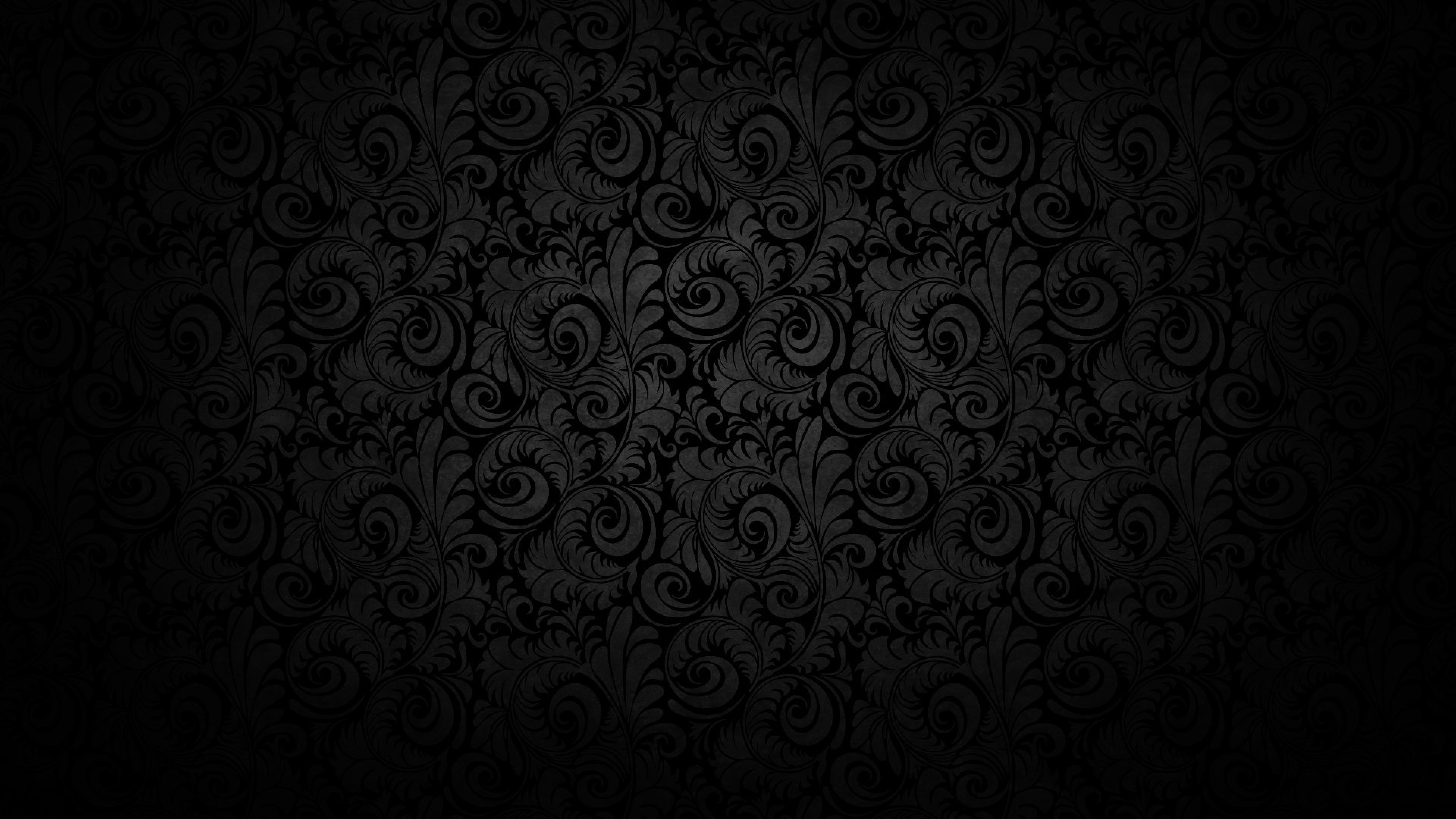 Motivo damascato, Sfondo nero, Ornamenti, 3840x2160, wallpaper desktop