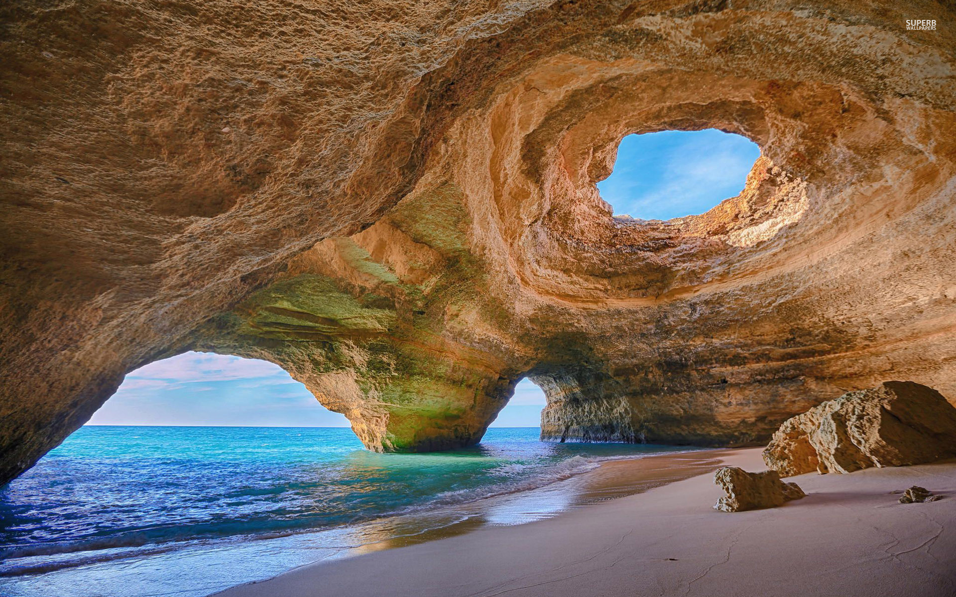 Grotta di Benagil, Algarve, Portogallo, Grotta marina, 16:10 Full HD, wallpaper widescreen