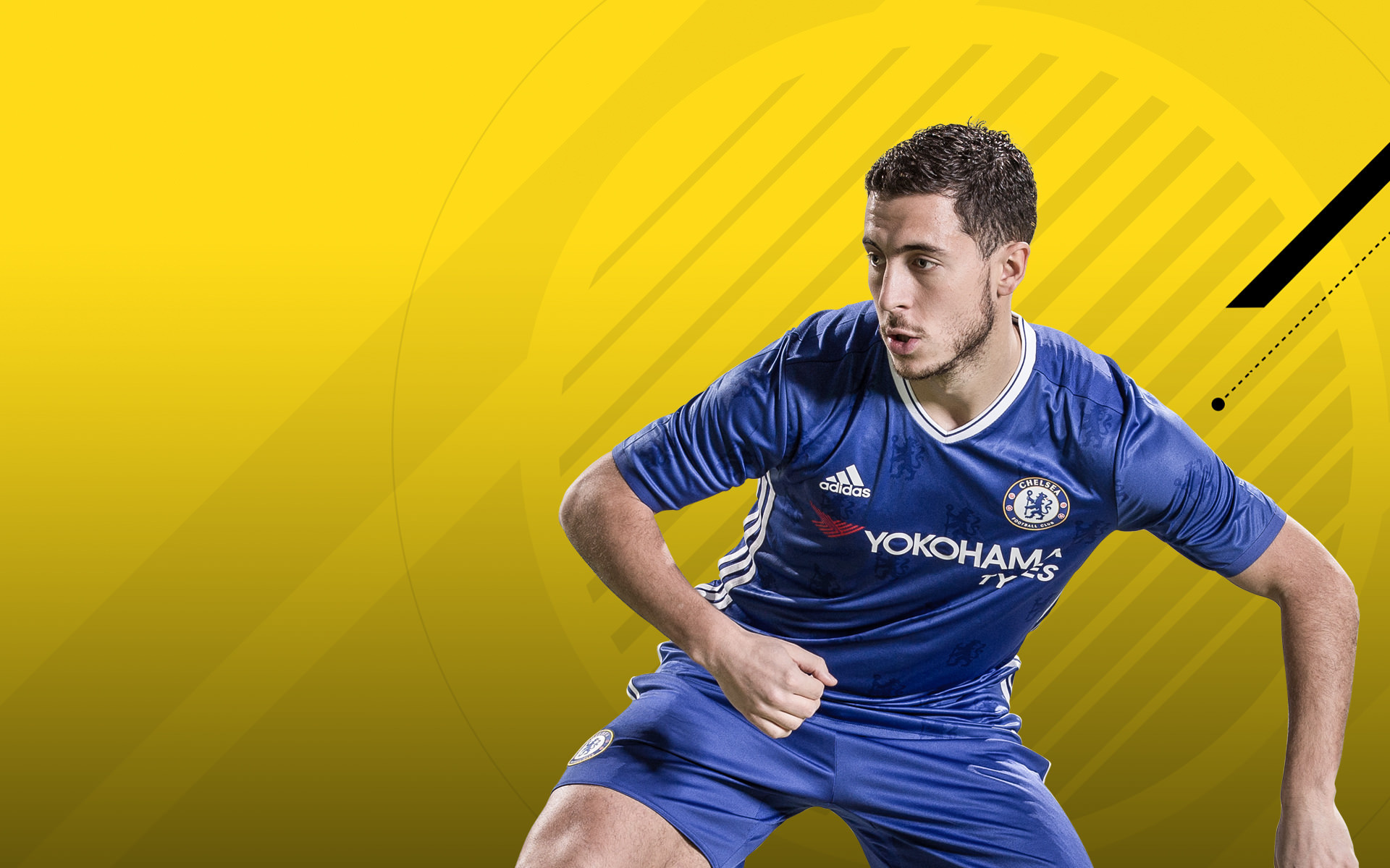 Eden Hazard, FIFA 17, Chelsea, Sfondo giallo, Full HD, wallpaper desktop