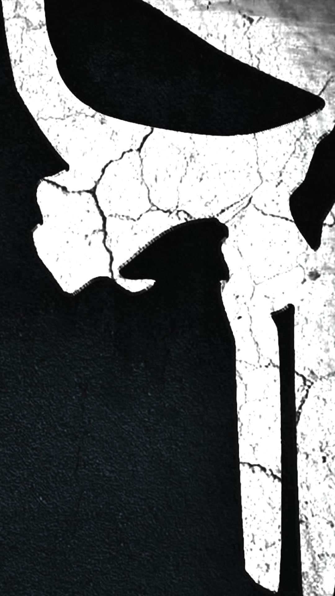 Teschio del Punitore, The Punisher, Bianco e nero, Minimalista, sfondo per iPhone e Android