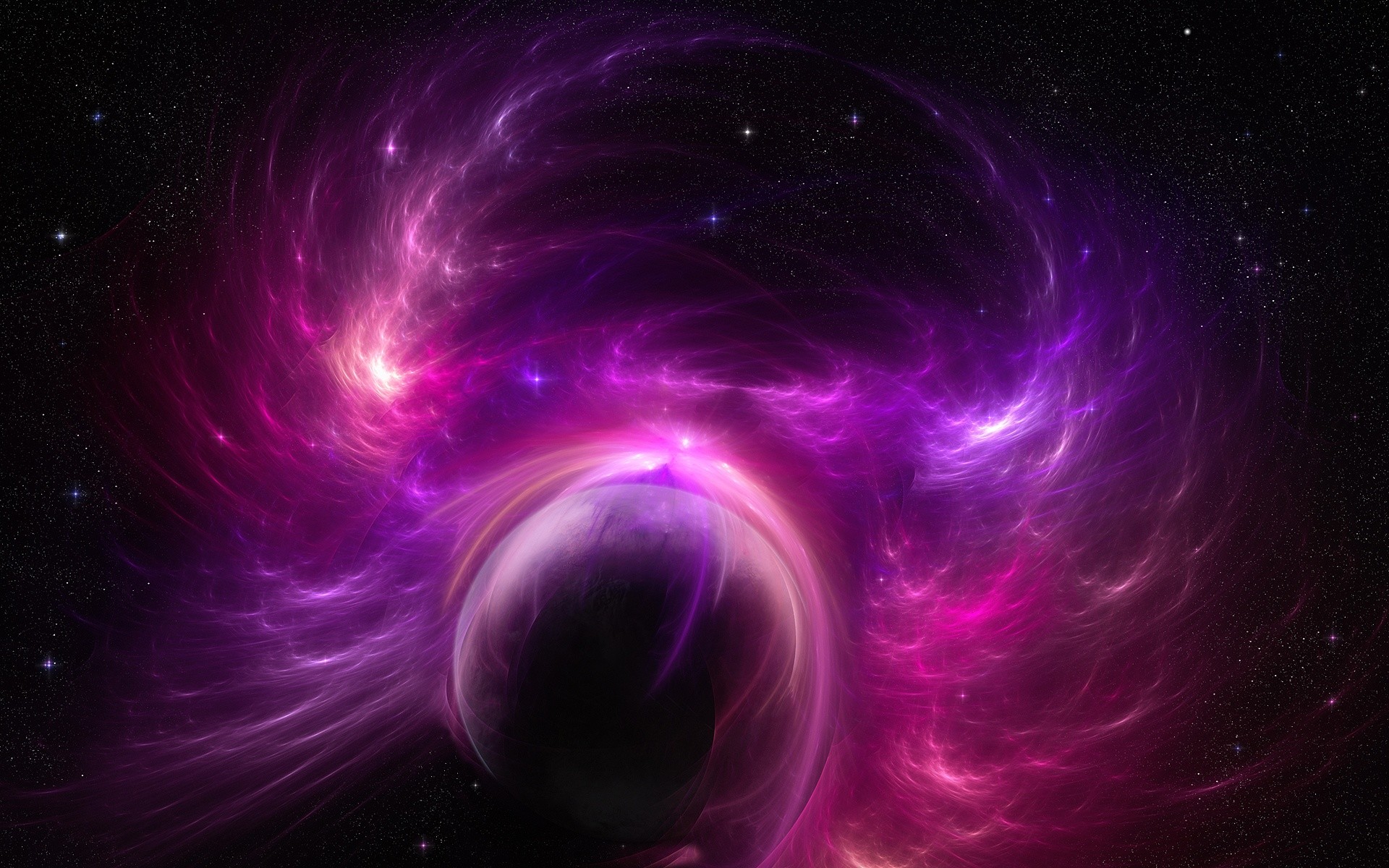 Pianeta, Nebulosa, Fucsia, Viola, Full HD, wallpaper per portatile