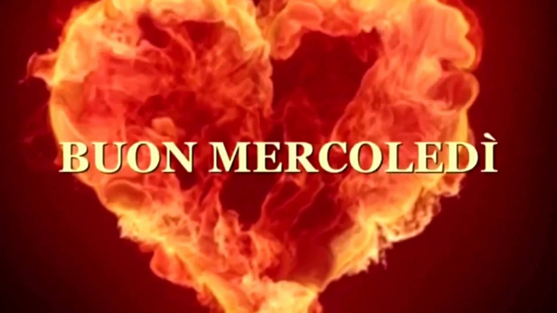 Buon mercoledì, Cuore di fuoco, Rosso, Scritta, 16:9 Full HD, sfondo widescreen