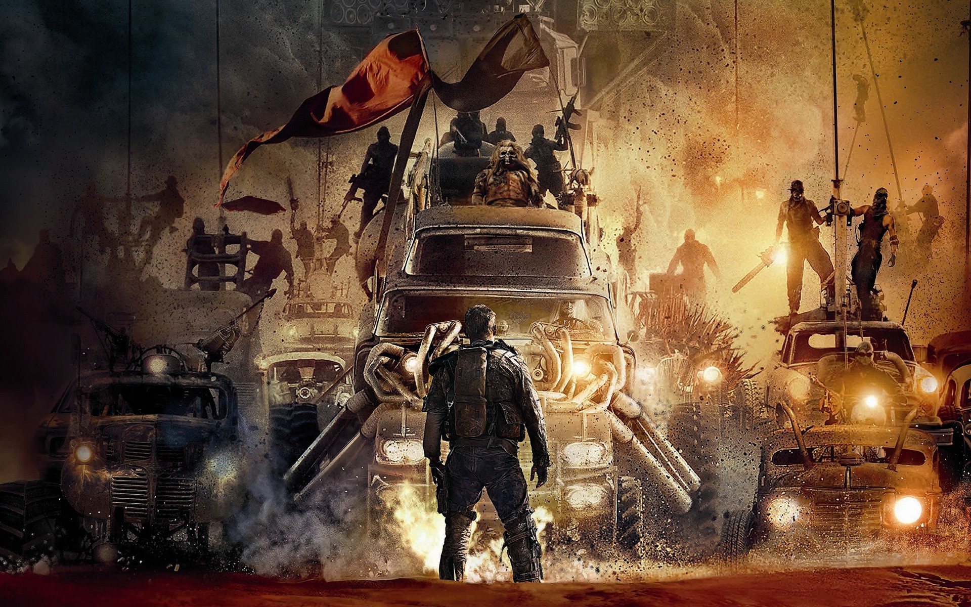 Mad Max: Fury Road, Max Rockatansky, War Boys, Veicoli, Deserto, wallpaper desktop Full HD