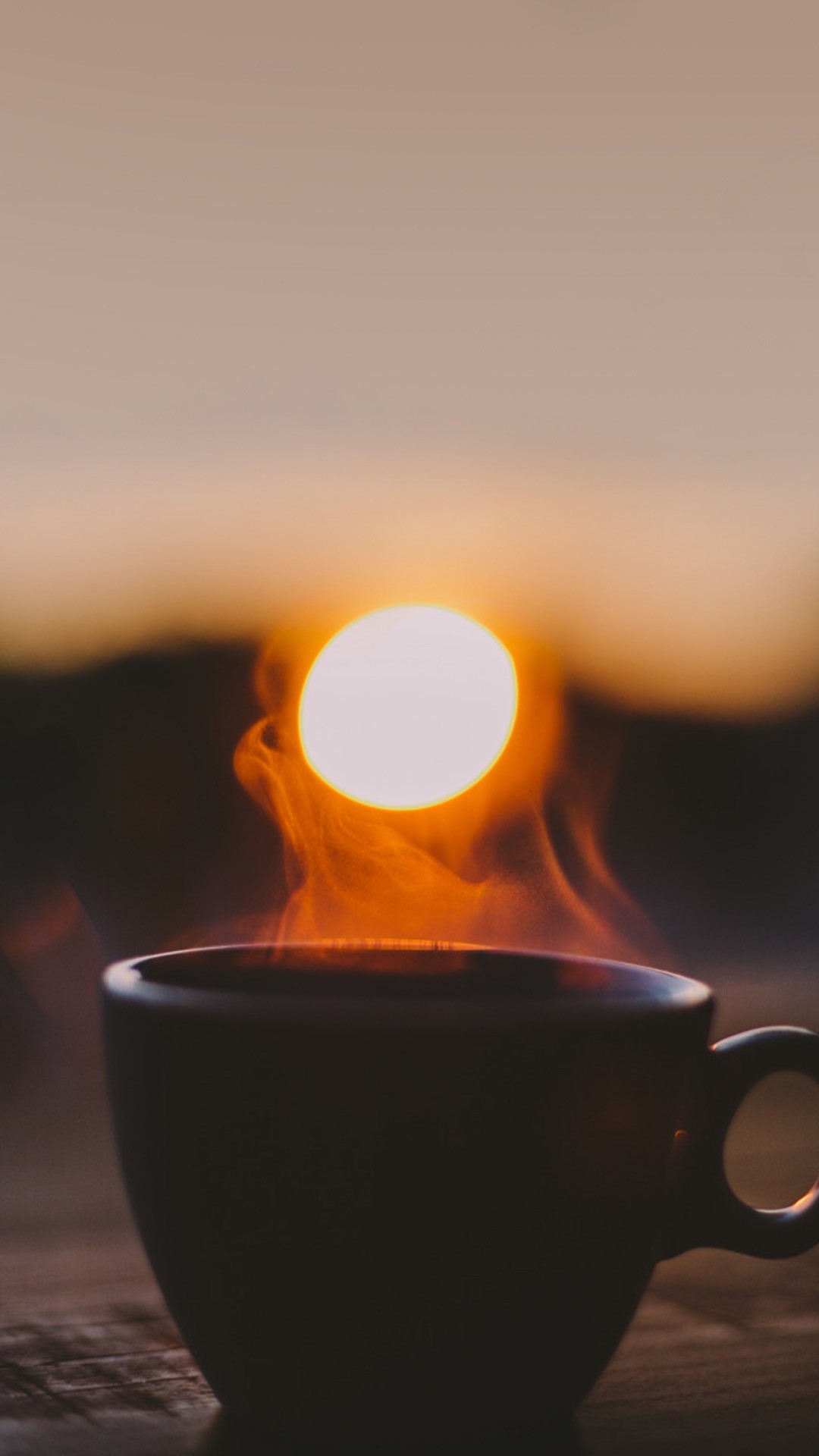 Tazza di caffè, Vapore, Tramonto, Bokeh, sfondo schermata di blocco Android