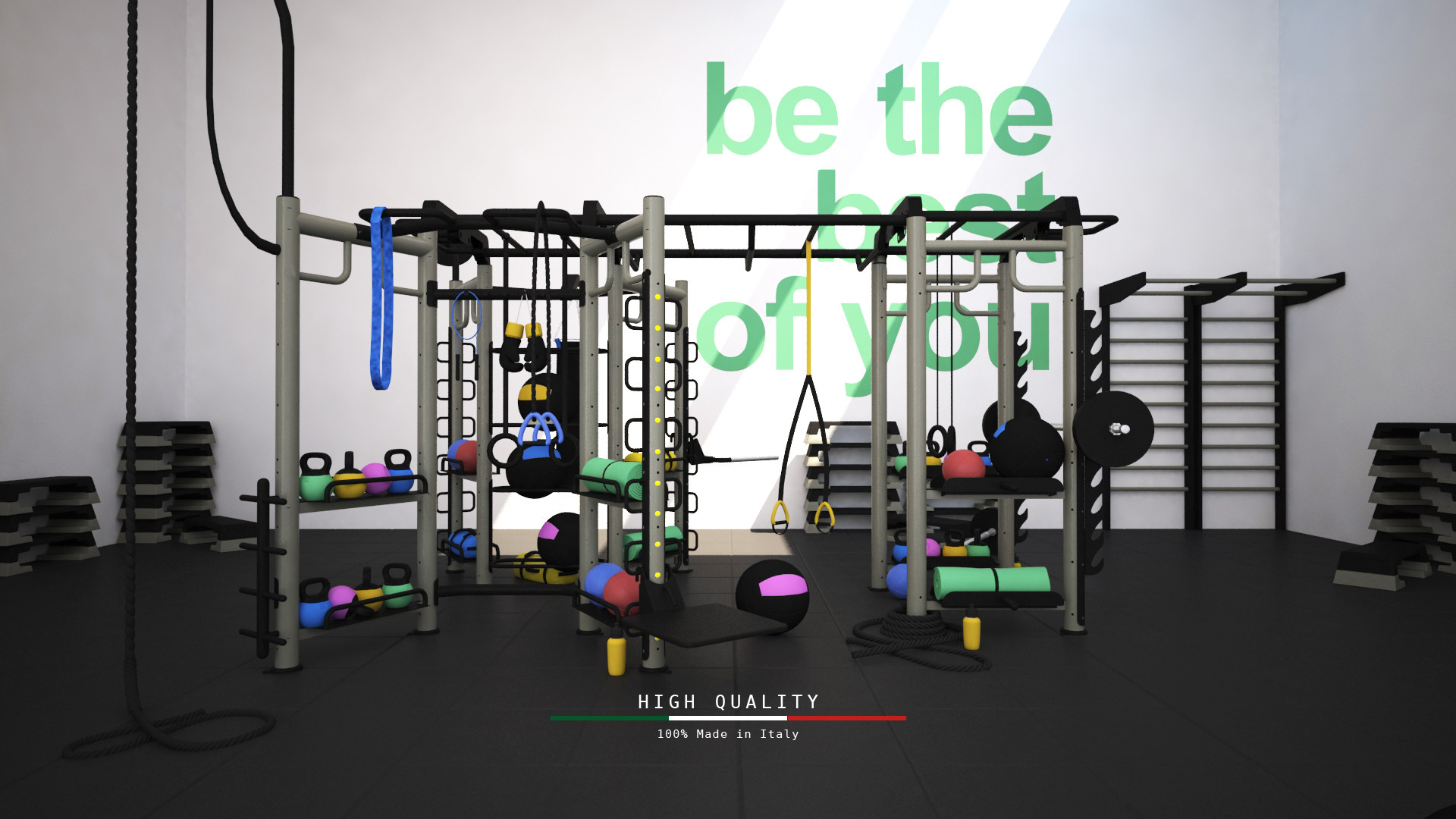 Struttura funzionale, Attrezzi da palestra, Rendering 3D, 1920x1080, sfondo per PC