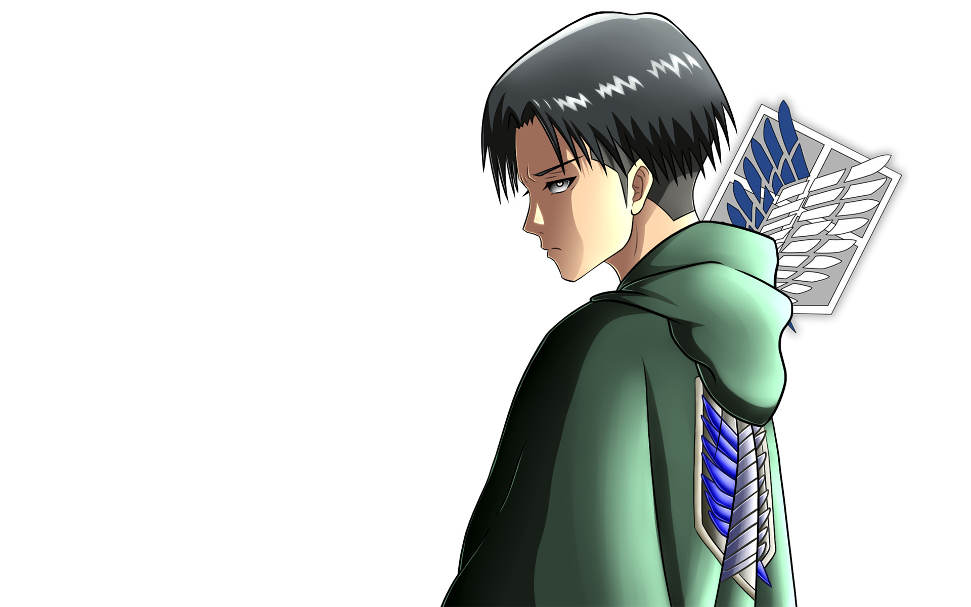 Levi Ackerman, Ali della Libertà, Corpo di ricerca, Sfondo bianco, wallpaper Windows 11