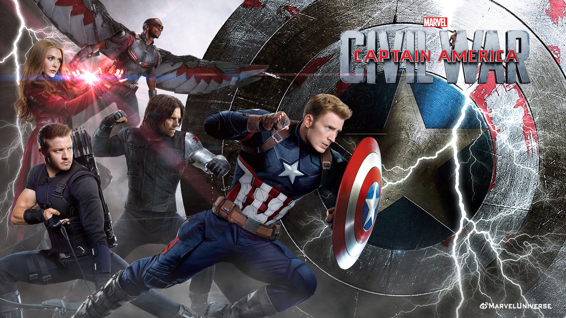 Captain America, Bucky Barnes, Scarlet Witch, Falcon, Occhio di Falco, Captain America: Civil War, sfondo 1080p