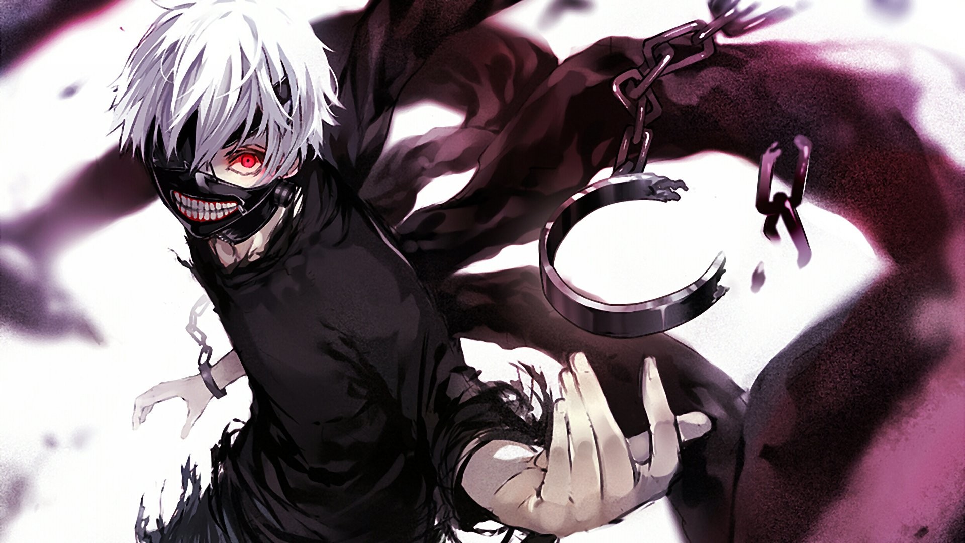 Ken Kaneki, Tokyo Ghoul, Catene, Maschera, Anime, Full HD, sfondo per PC e portatile