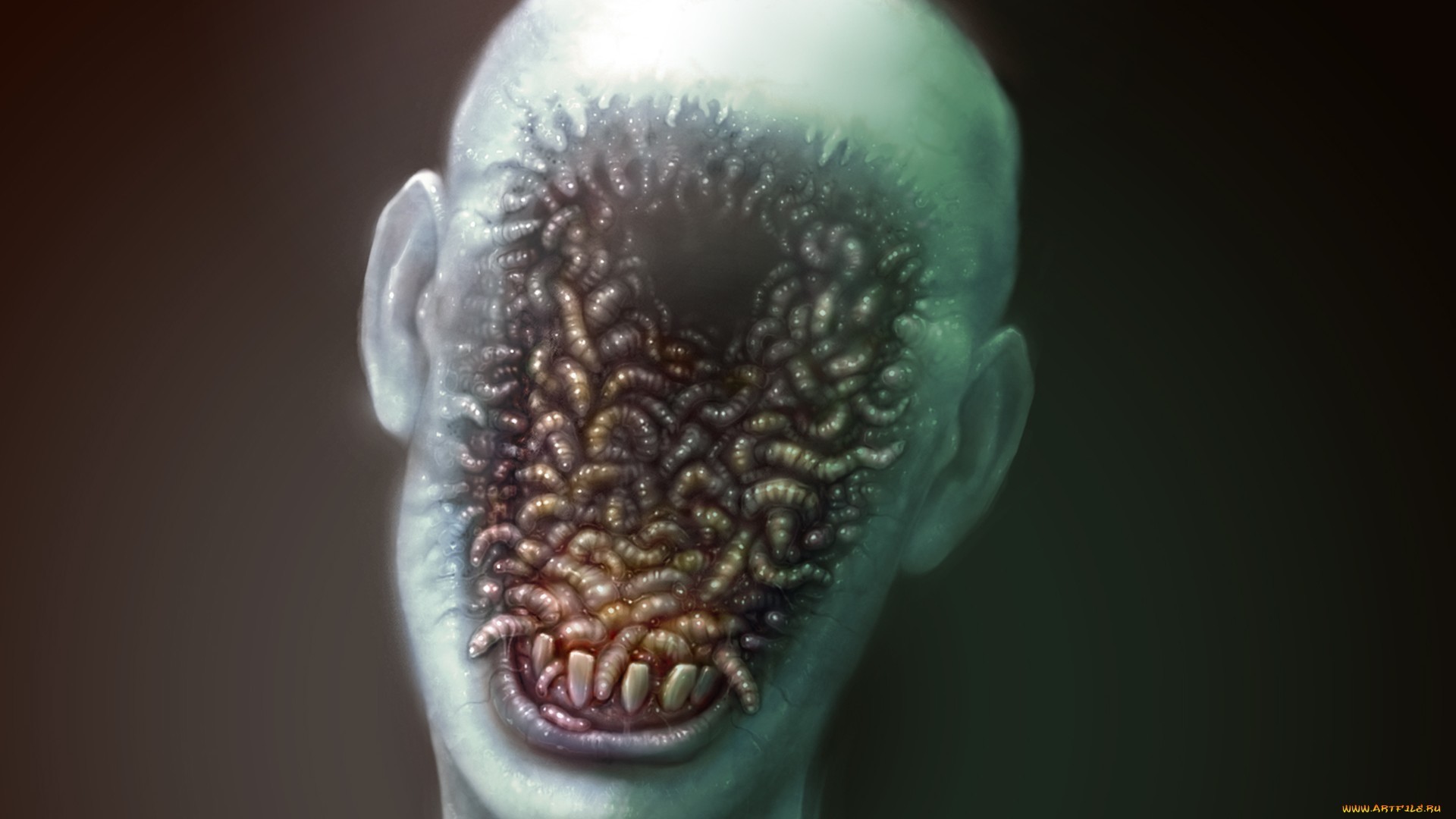 Volto senza viso, Bocca dentata, Vermi, Horror, Full HD, sfondo per PC