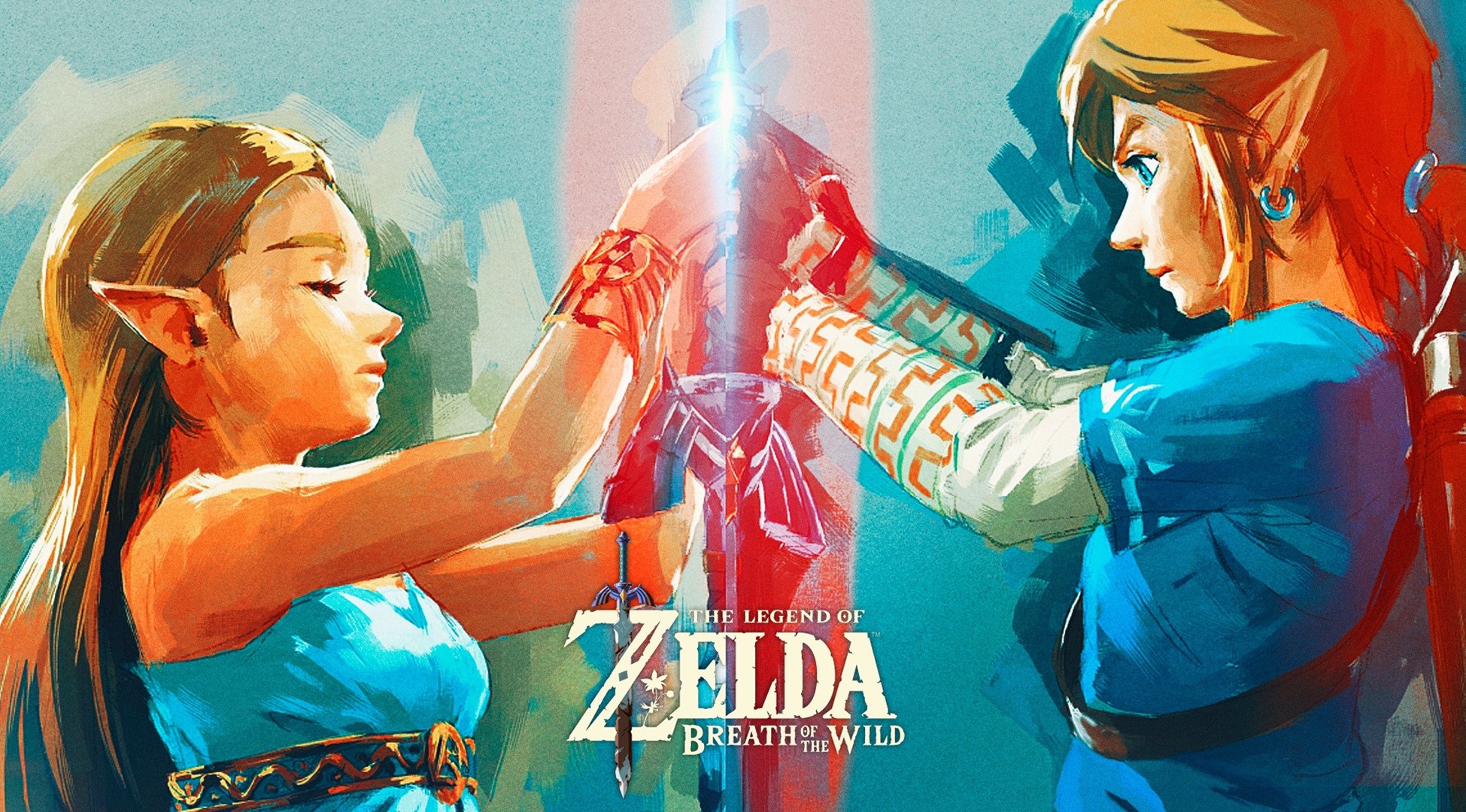 Principessa Zelda, Link, The Legend of Zelda: Breath of the Wild, Spada Suprema, Logo, immagine di sfondo