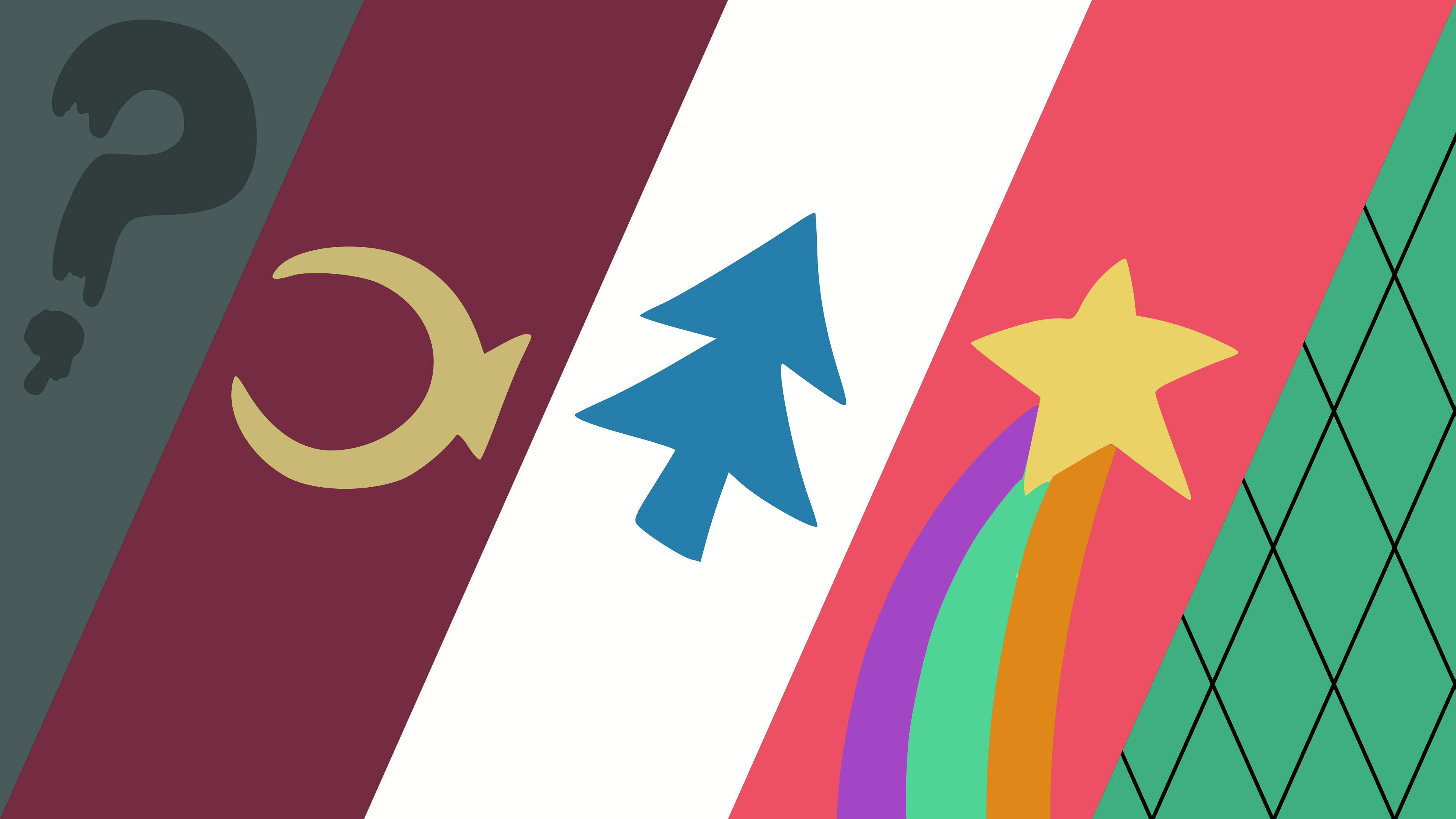 Gravity Falls, Simboli della ruota, Minimalista, Strisce diagonali, 4K Ultra HD
