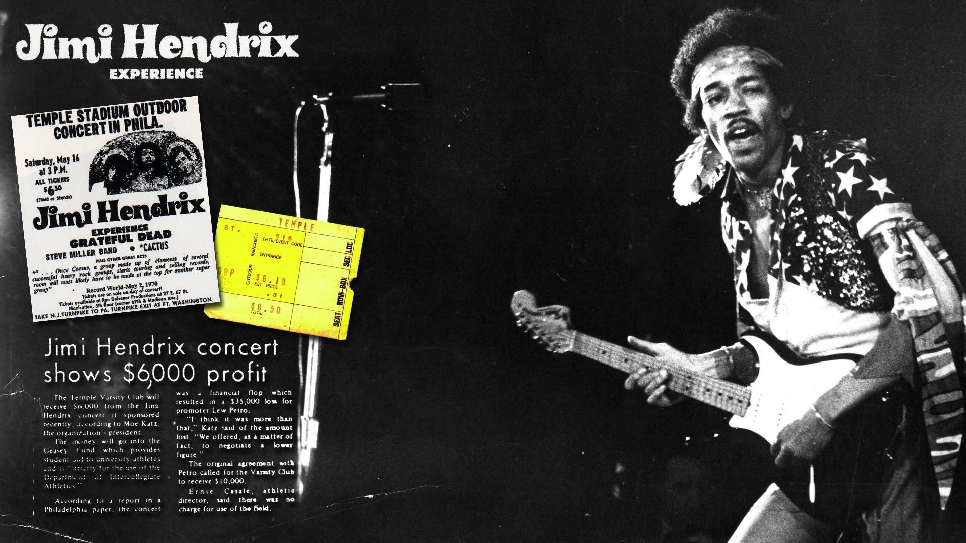Jimi Hendrix, The Jimi Hendrix Experience, Ritaglio di giornale, Concerto, sfondo Windows 11