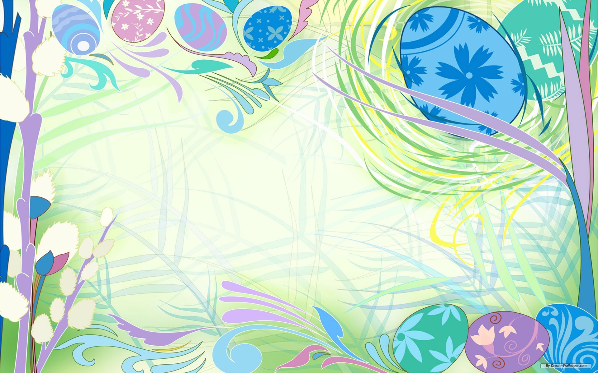 Uova di Pasqua, Cornice, Illustrazione, Motivo floreale, 1920x1200, sfondo per PC