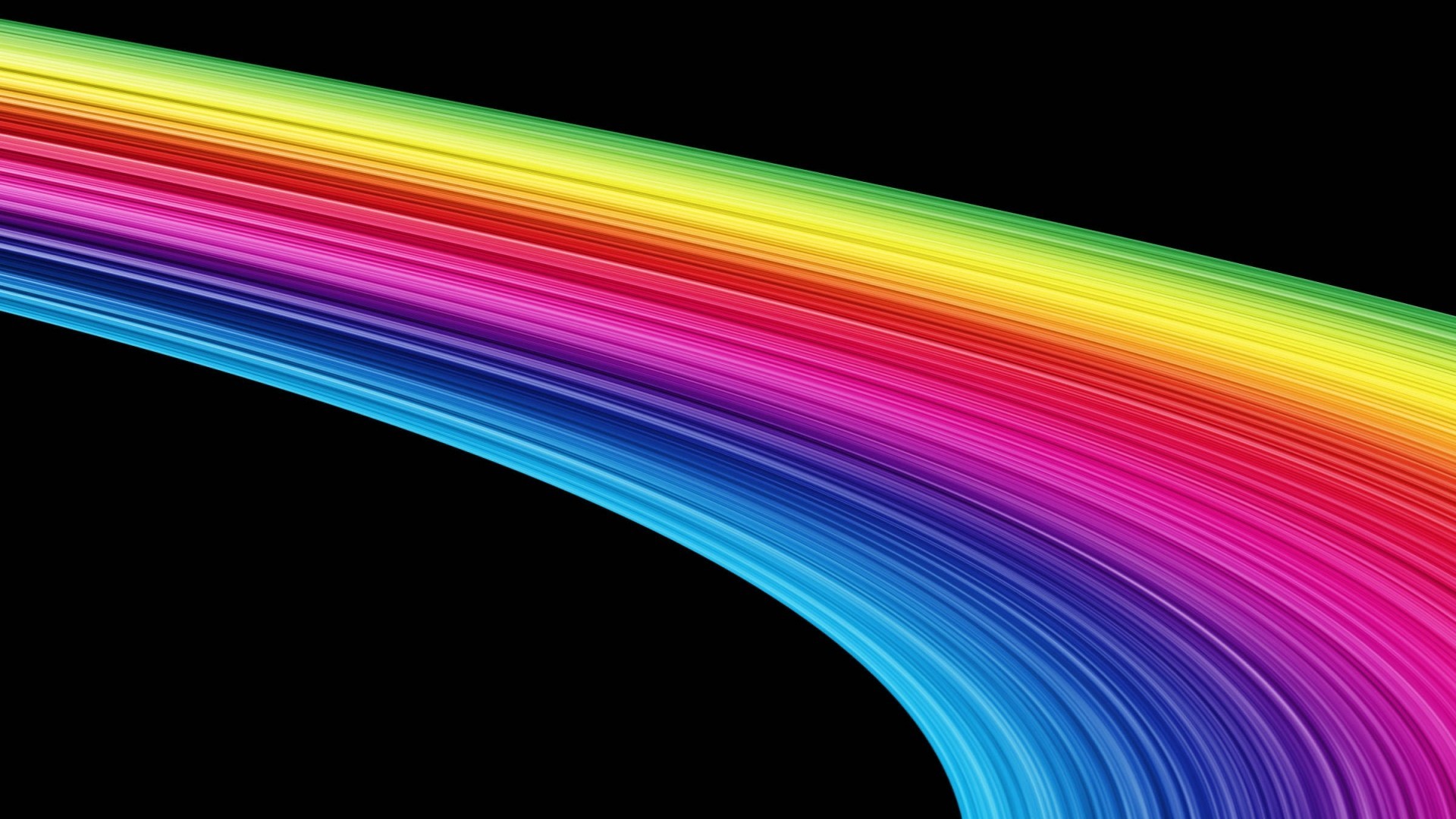 Linee arcobaleno, Curva, Sfondo nero, Full HD, wallpaper per portatile