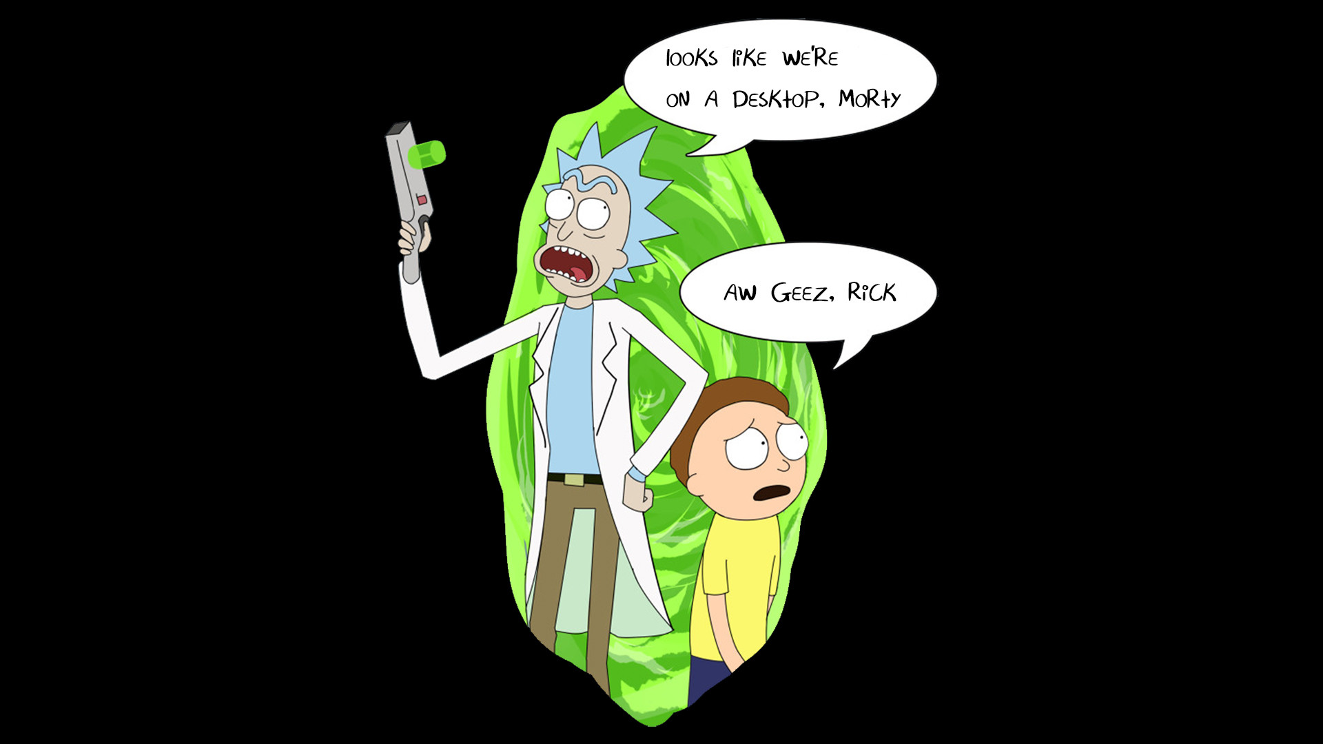 Rick Sanchez, Morty Smith, Portale, Sfondo nero, Full HD, wallpaper per PC