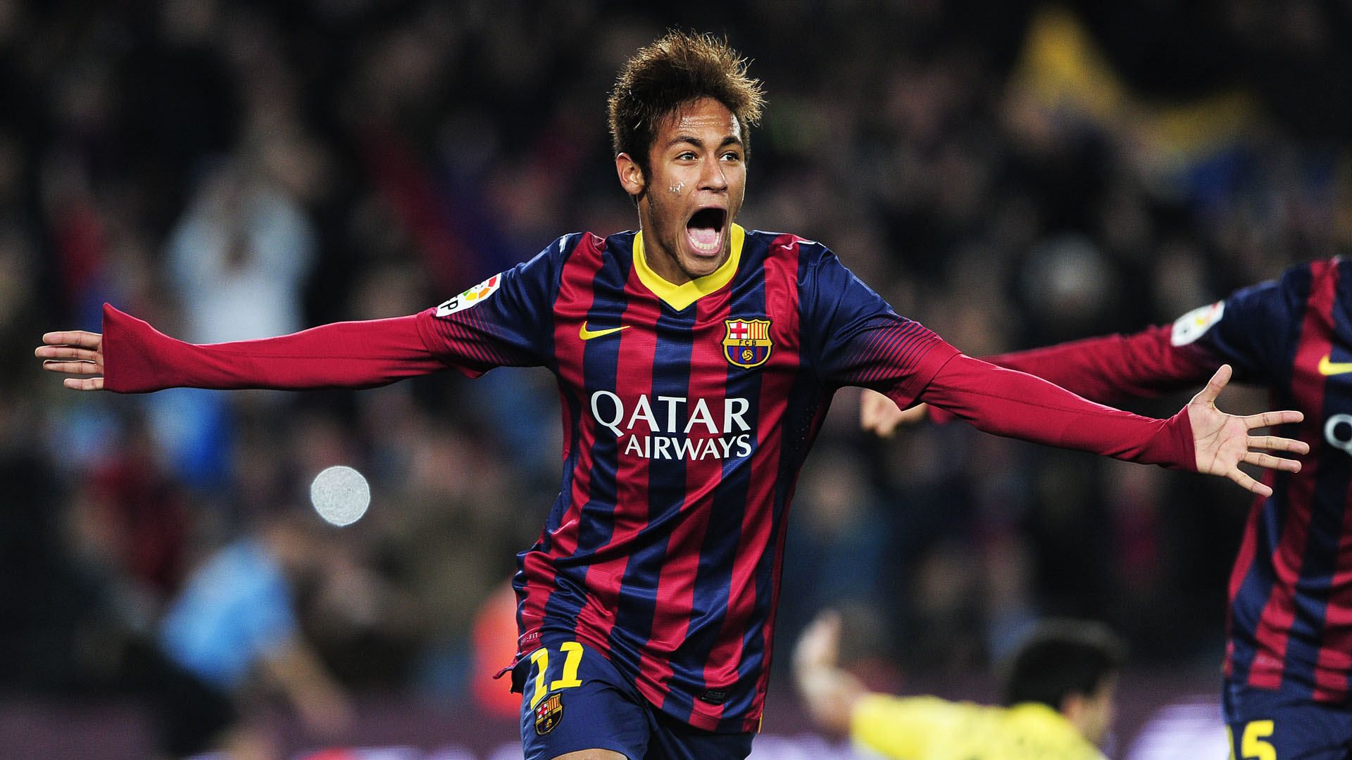 Neymar, FC Barcelona, Esultanza, Stadio, 16:9 Full HD, wallpaper widescreen