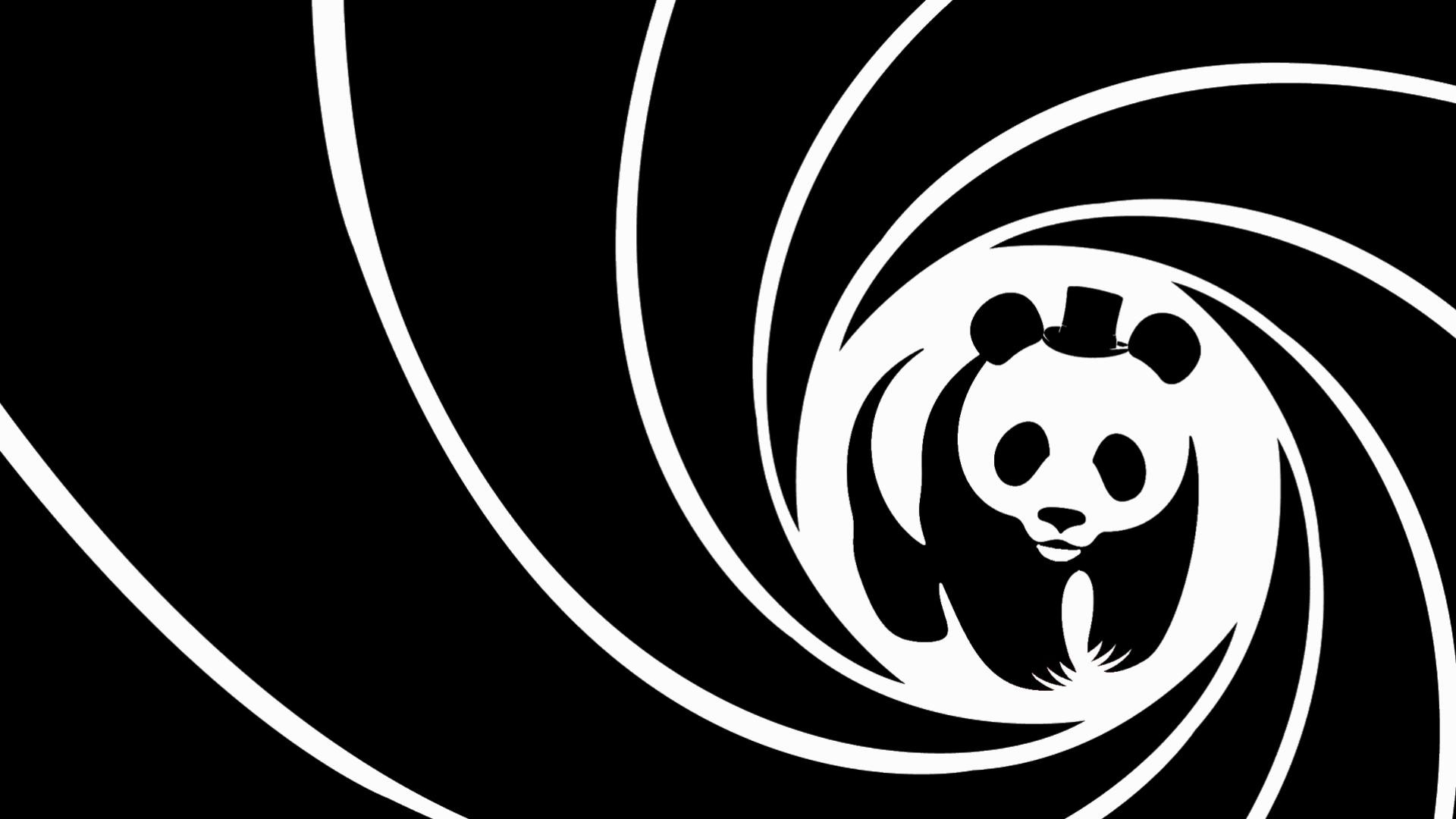 Panda, James Bond, Spirale, Bianco e nero, 1920x1080, sfondo per PC