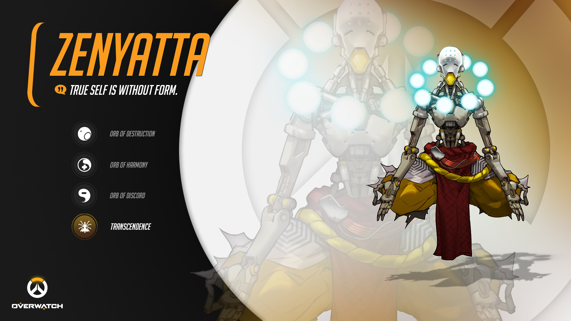 Overwatch, Zenyatta, Sfere, Sfondo chiaro, Full HD, wallpaper desktop