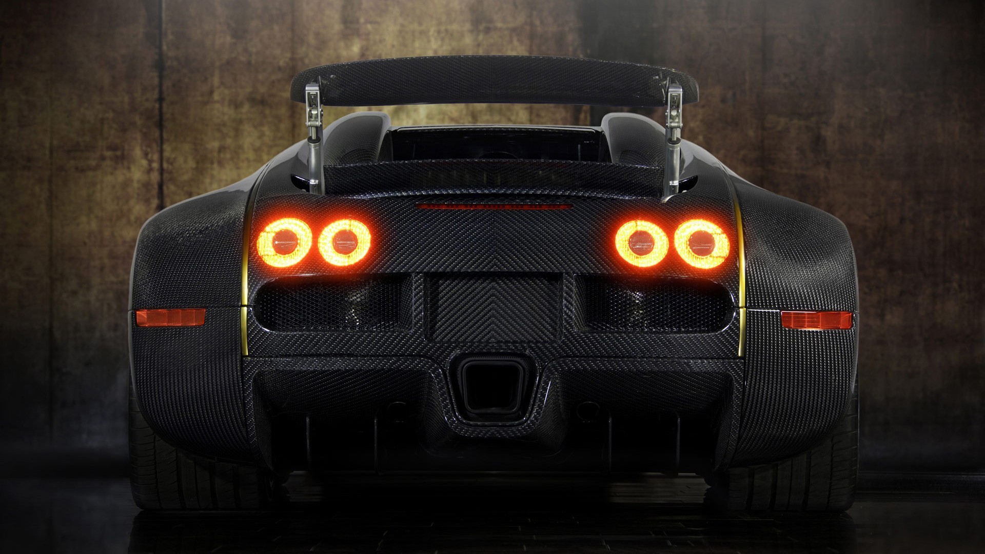 Bugatti Veyron, Mansory, Fibra di carbonio, Vista posteriore, Hypercar, sfondo widescreen Full HD