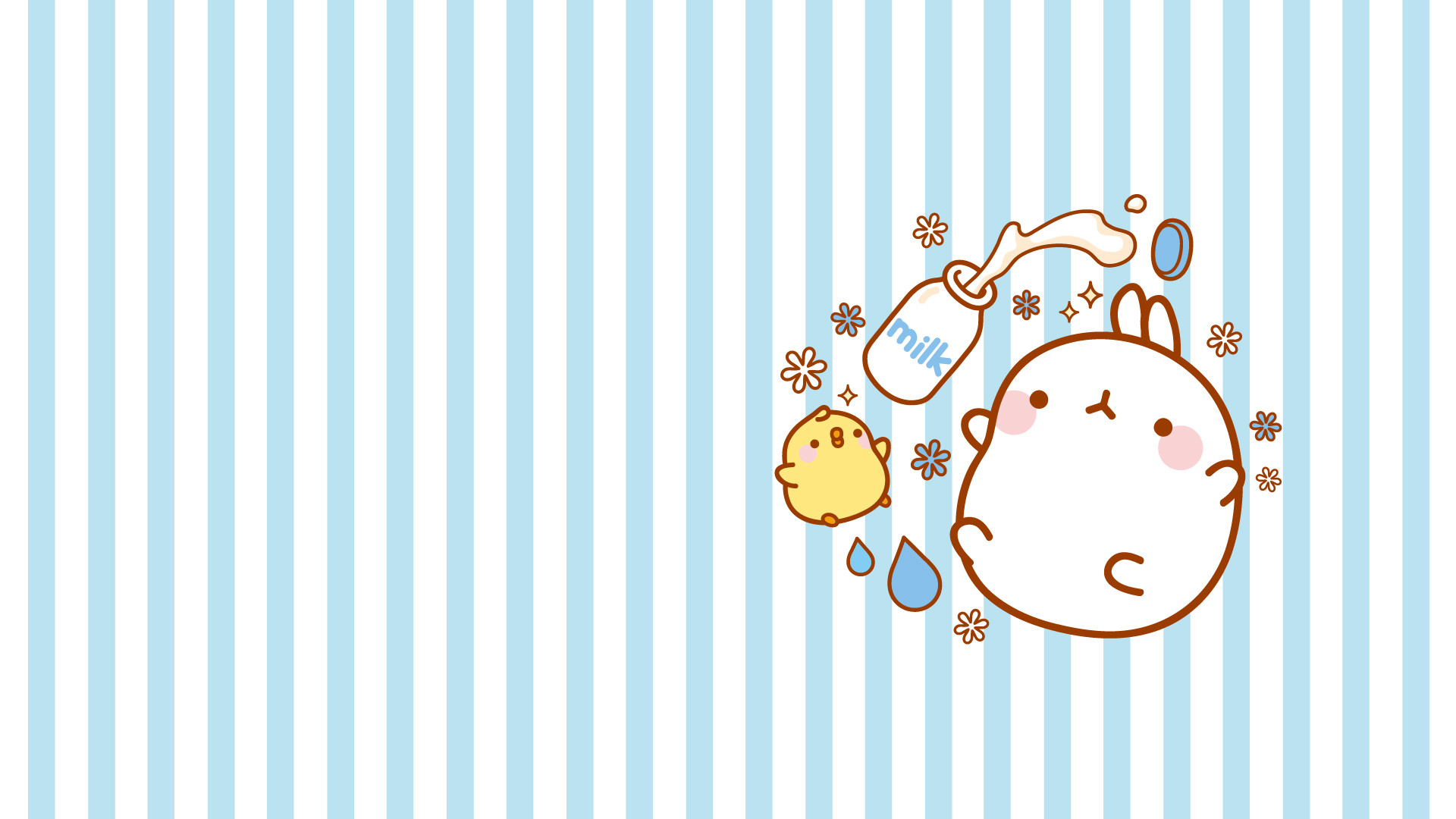 Molang, Latte, Strisce, Kawaii, Full HD, wallpaper per PC