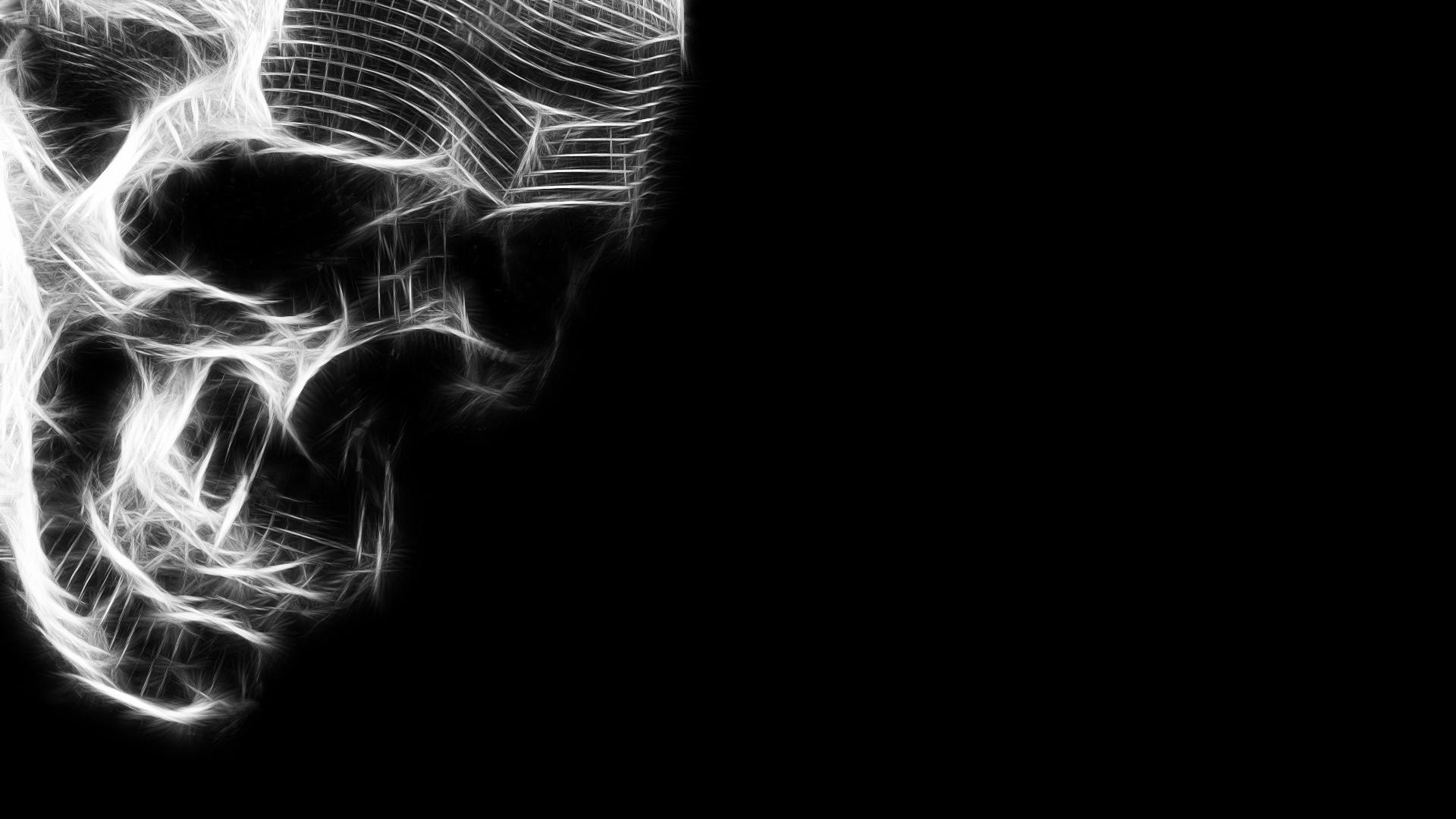 Teschio, Effetto frattale, Sfondo nero, 1920x1080, wallpaper desktop