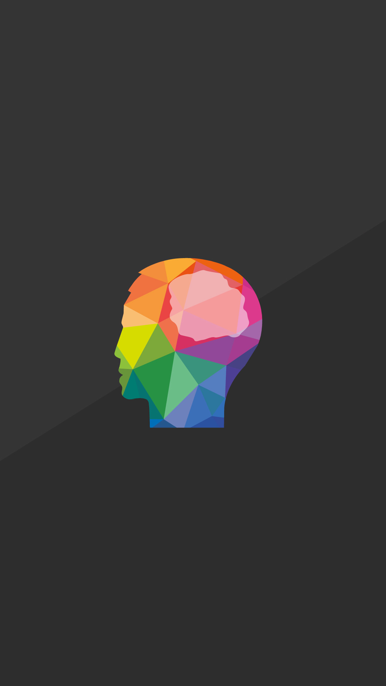 Testa, Low poly, Arcobaleno, Minimalismo, sfondo per iPhone e Android