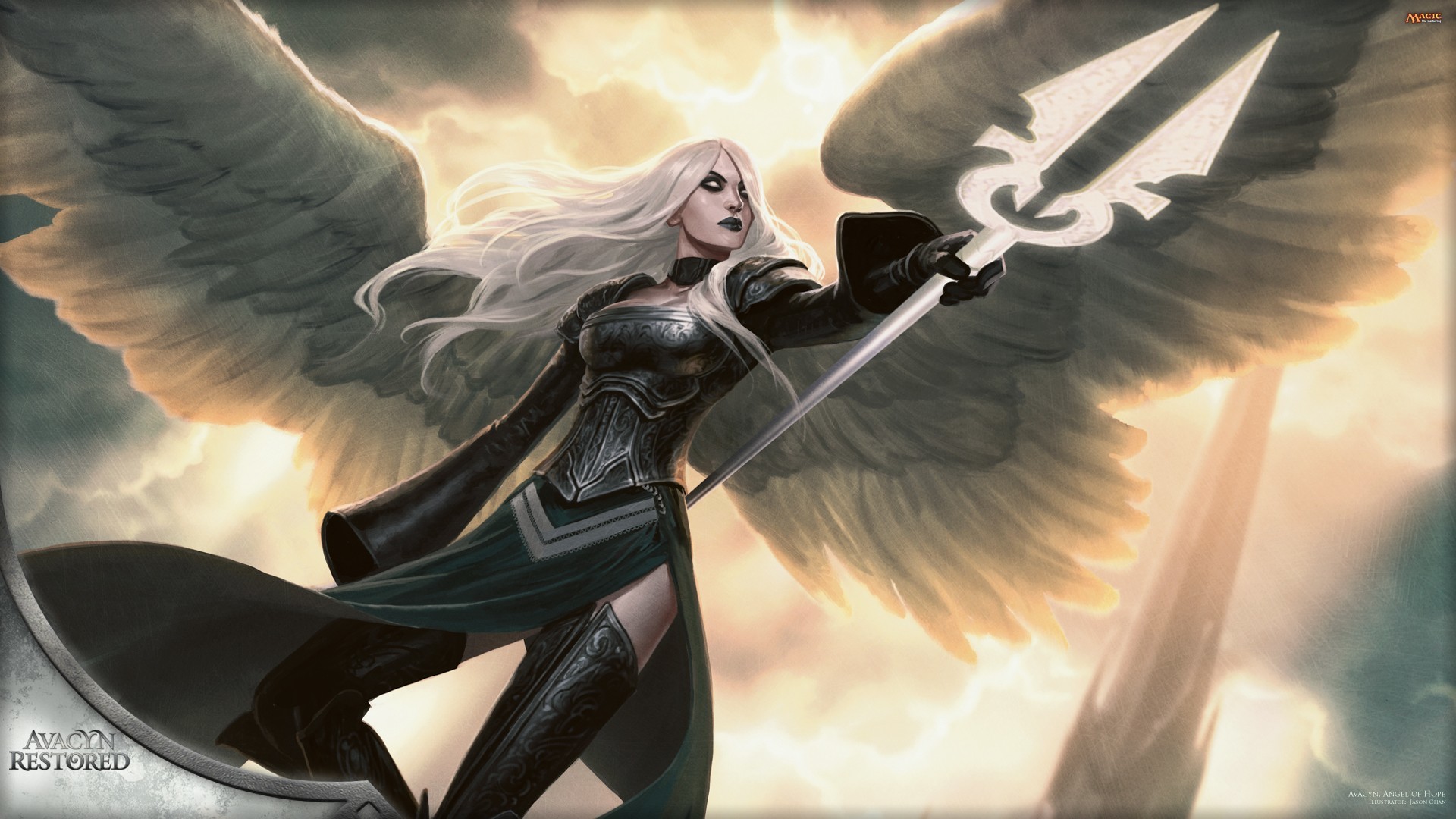 Avacyn, Magic: The Gathering, Angelo, Lancia, 16:9 Full HD, sfondo widescreen