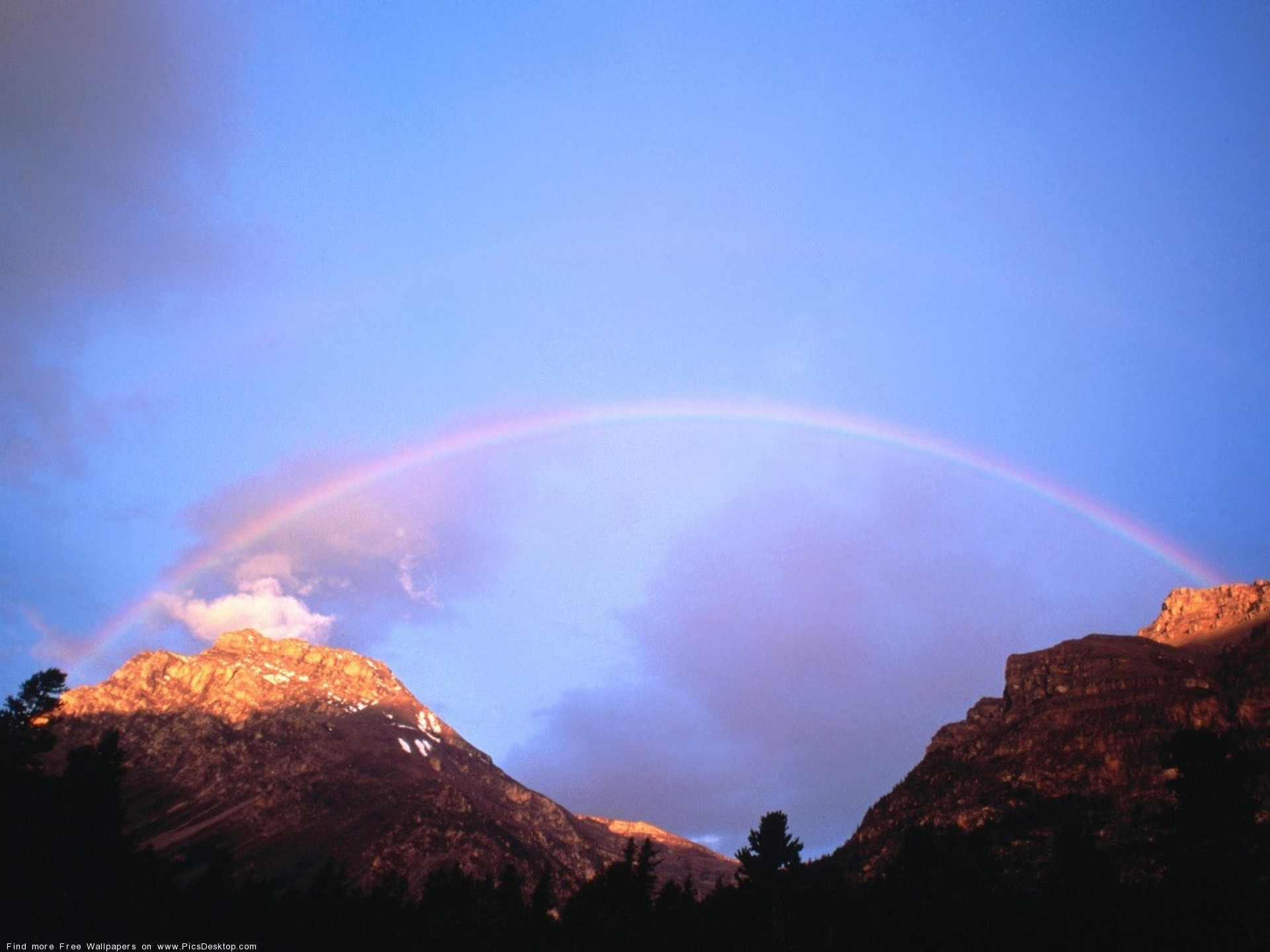 Arcobaleno, Montagne, Cielo viola, Full HD, sfondo per iPad e tablet
