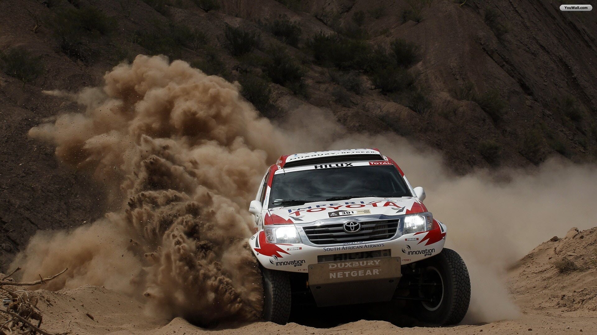 Toyota Hilux, Rally Dakar, Polvere, Deserto, Full HD, wallpaper per PC
