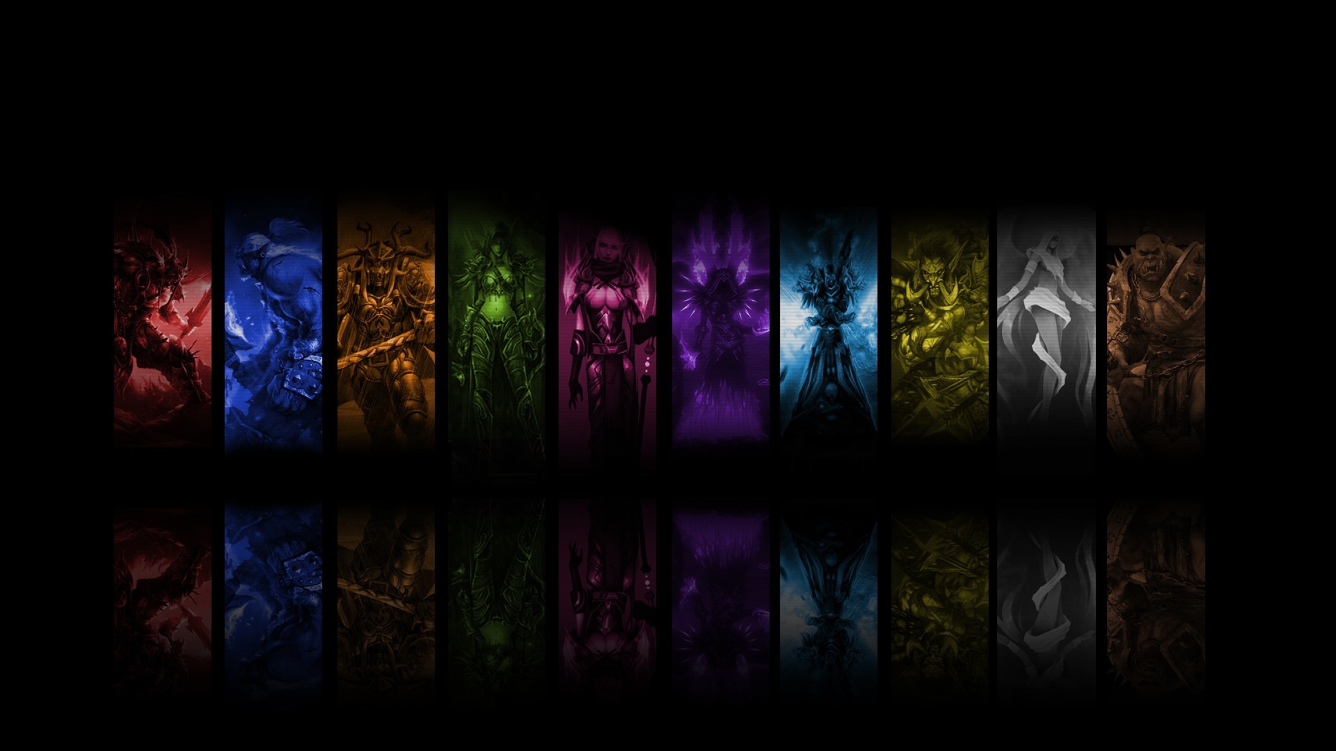 World of Warcraft, Classi, Stemmi, Sfondo nero, Minimalista, 16:9 Full HD, wallpaper widescreen
