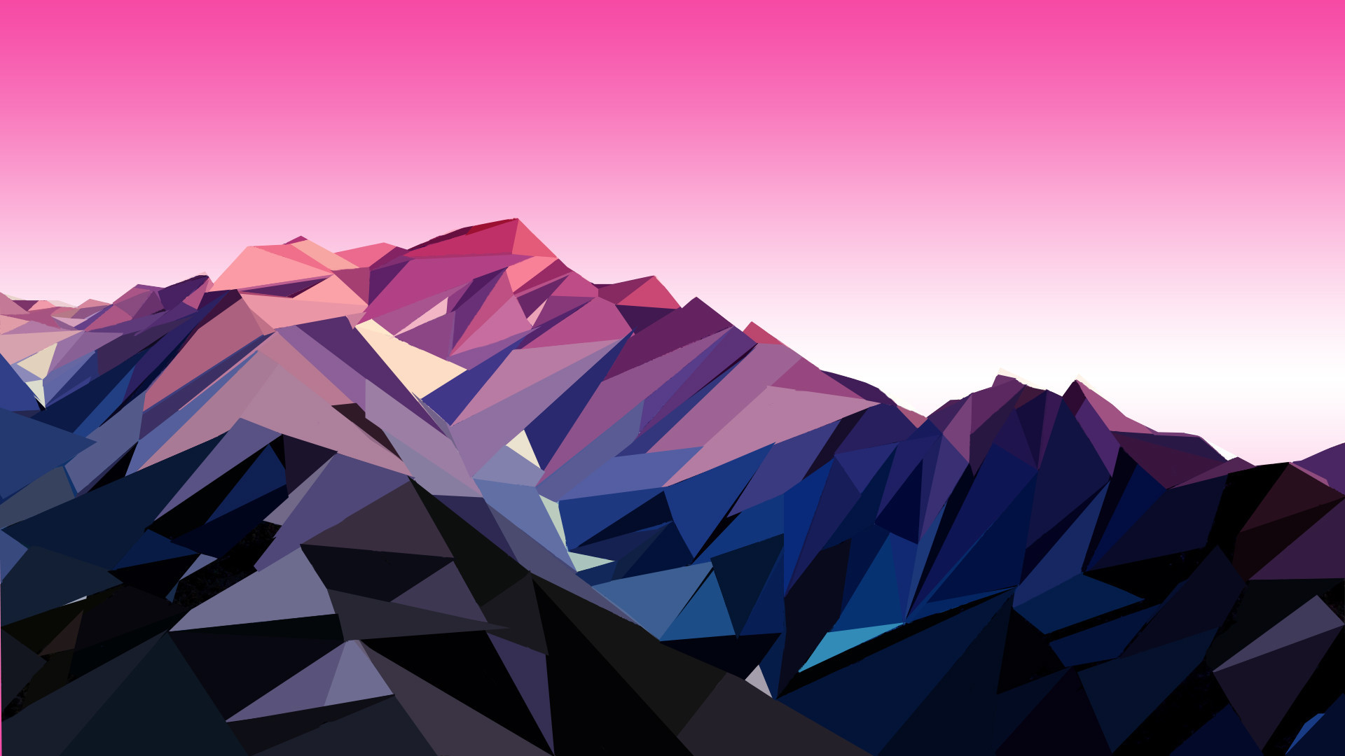 Montagne low poly, Low poly, Cielo rosa, Viola, sfondo per Android