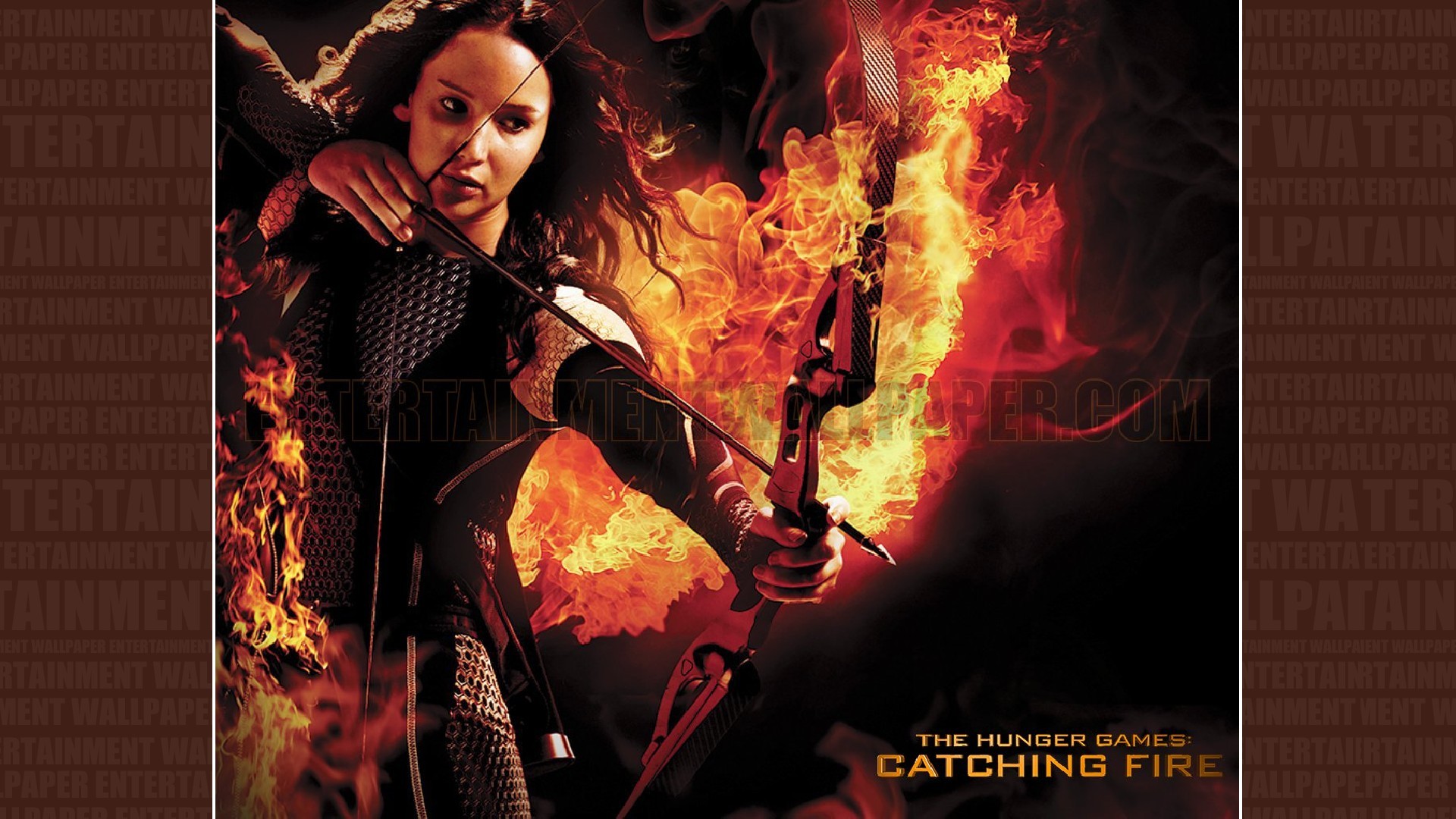Jennifer Lawrence, Katniss Everdeen, Hunger Games: La ragazza di fuoco, Arco, Fuoco, sfondo 1080p