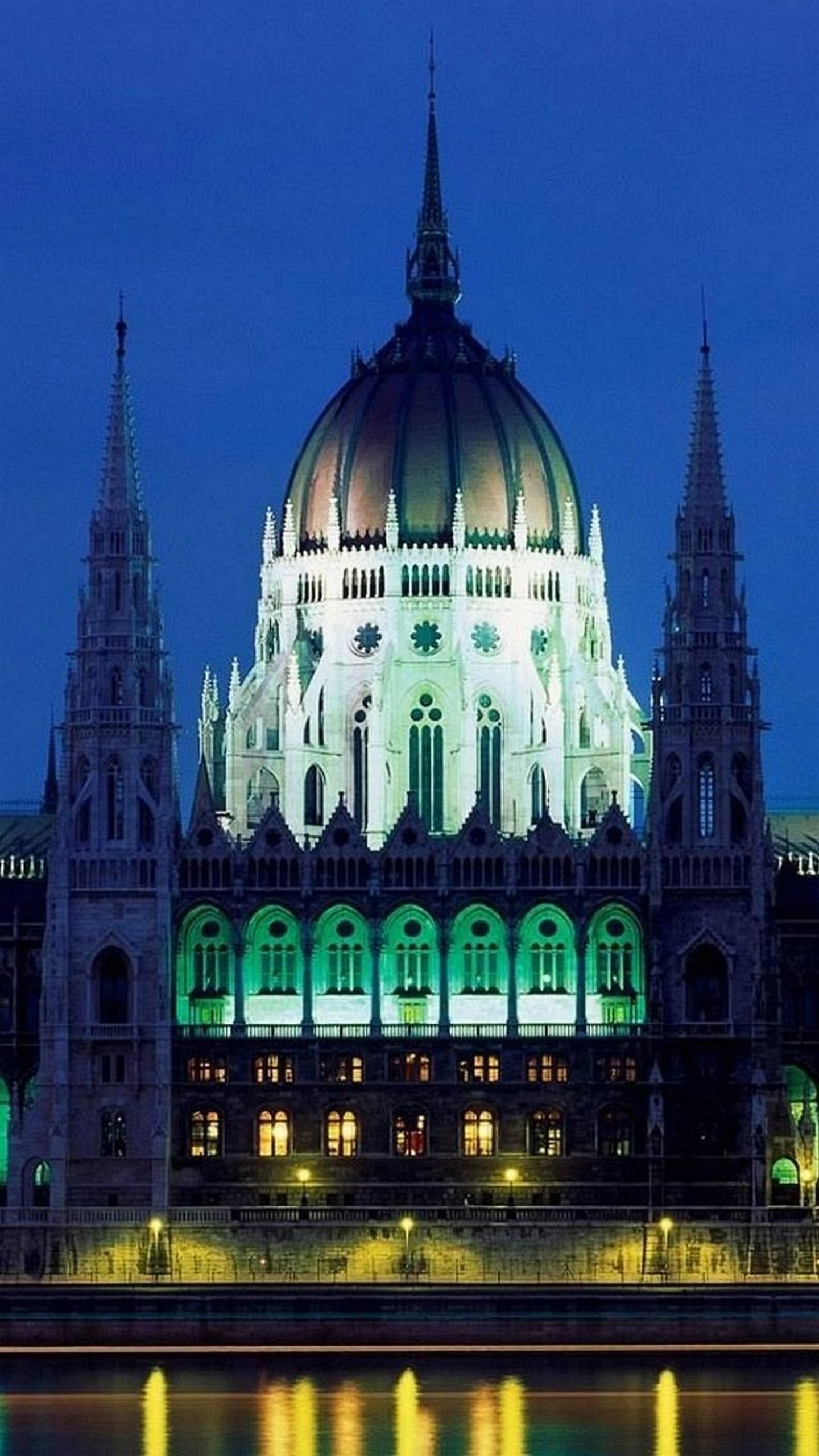 Parlamento di Budapest, Budapest, Ungheria, Notte, sfondo per iPhone e Android