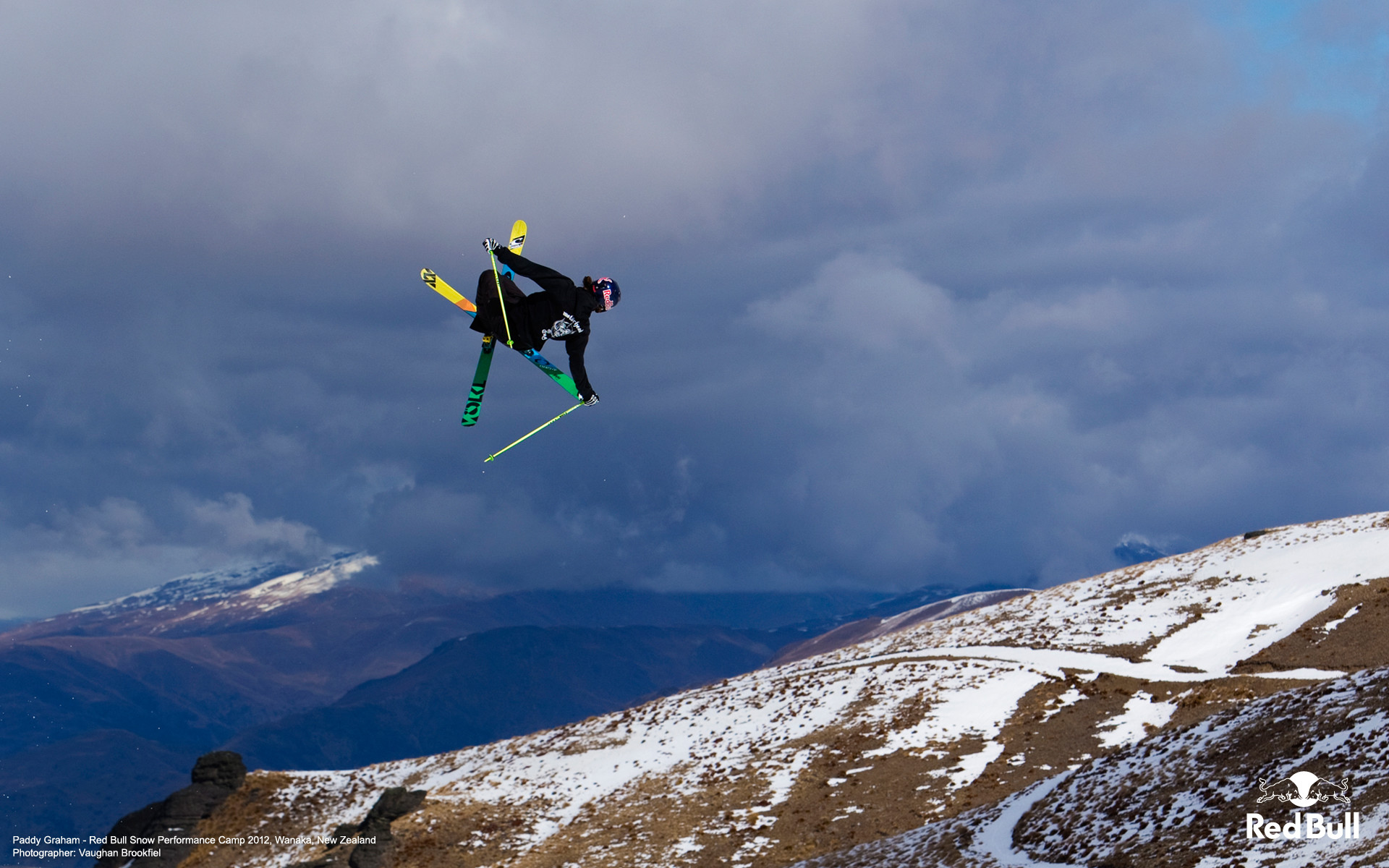 Red Bull, Sci freestyle, Salto, Montagne, Full HD, sfondo per portatile