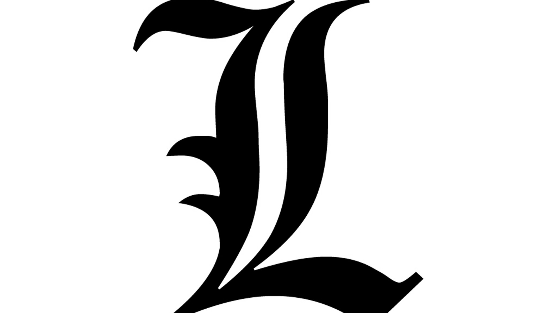 L (simbolo), Death Note, Logo, Sfondo bianco, 1920x1080, wallpaper desktop