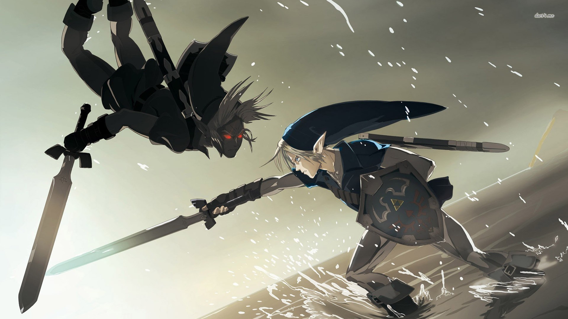 Link, Dark Link, The Legend of Zelda, Duello, Spade, Full HD, sfondo desktop