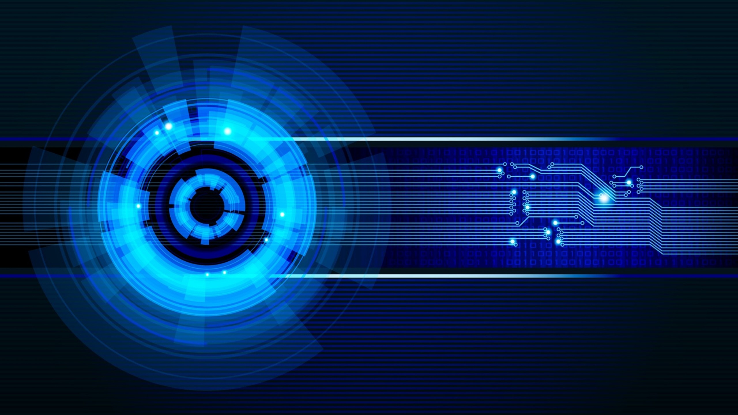 Circuito, Tecnologia, Cerchio luminoso, Blu, 2K, sfondo per portatile