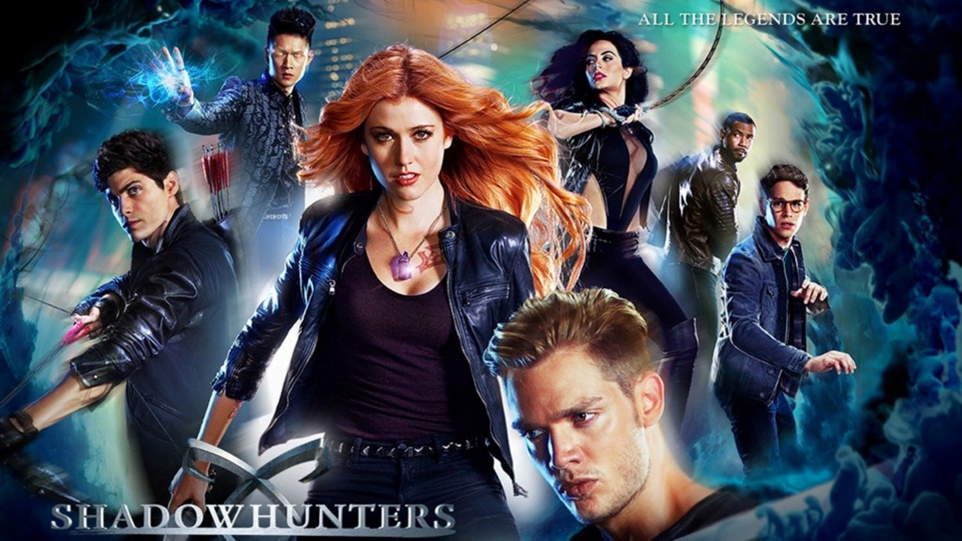 Shadowhunters, Katherine McNamara, Clary Fray, Dominic Sherwood, Matthew Daddario, Harry Shum Jr., Emeraude Toubia, Cast, Poster, sfondo Full HD