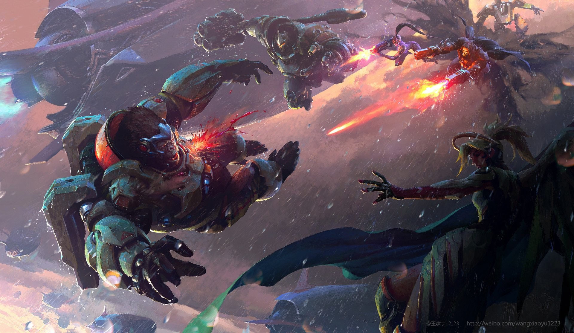 Overwatch, Reaper, Battaglia, Arte digitale, Full HD, sfondo per PC e portatile