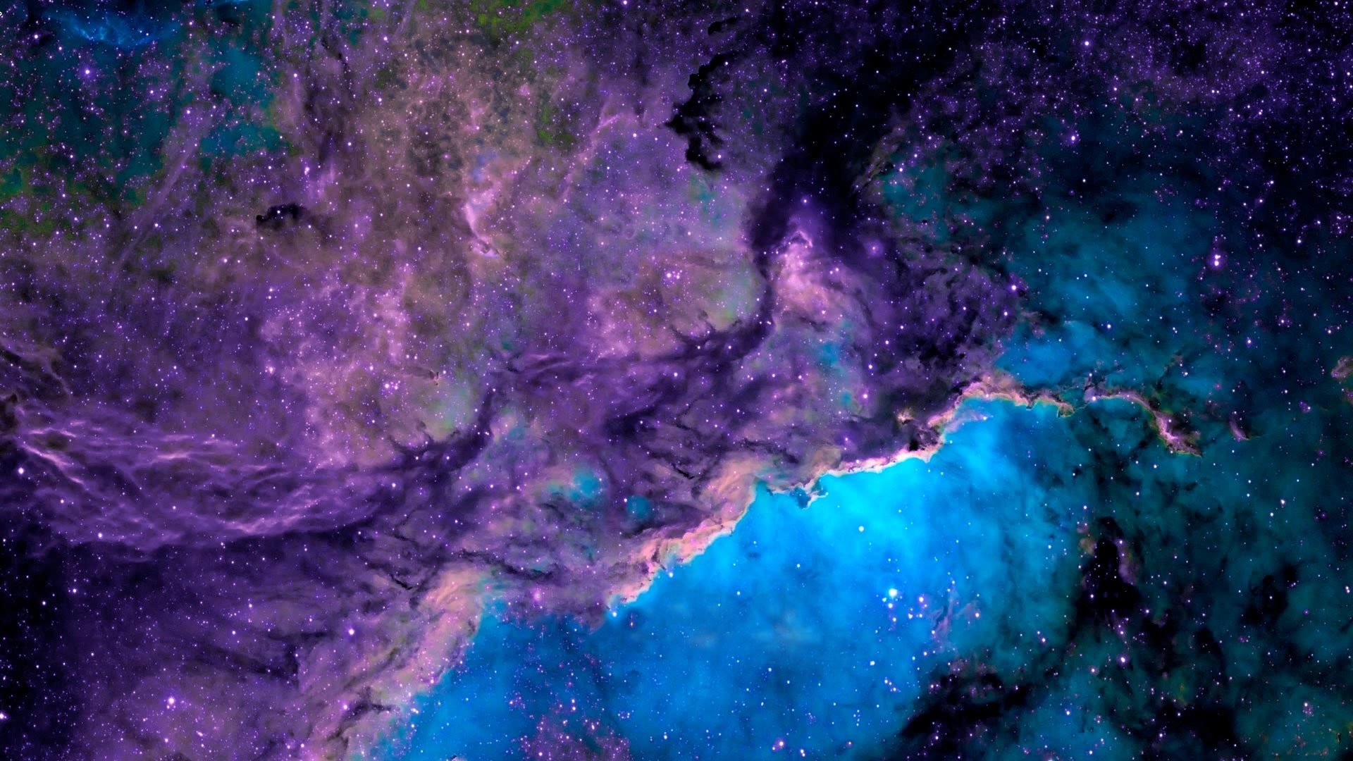 Nebulosa, Spazio, Viola e blu, Stelle, Full HD, wallpaper per portatile