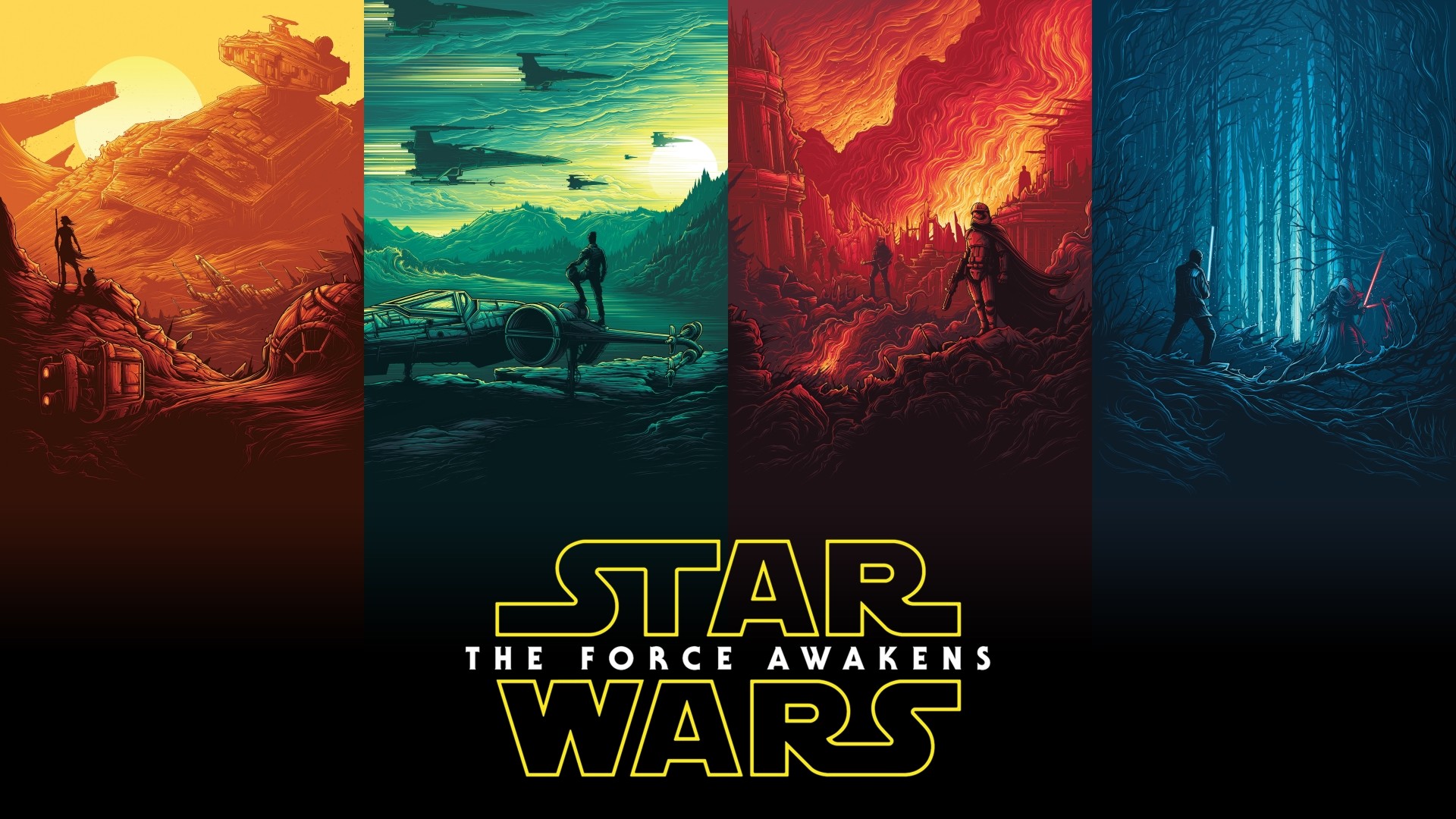 Star Wars: Il risveglio della Forza, Star Wars, Poster, Illustrazione, sfondo 16:9 Full HD