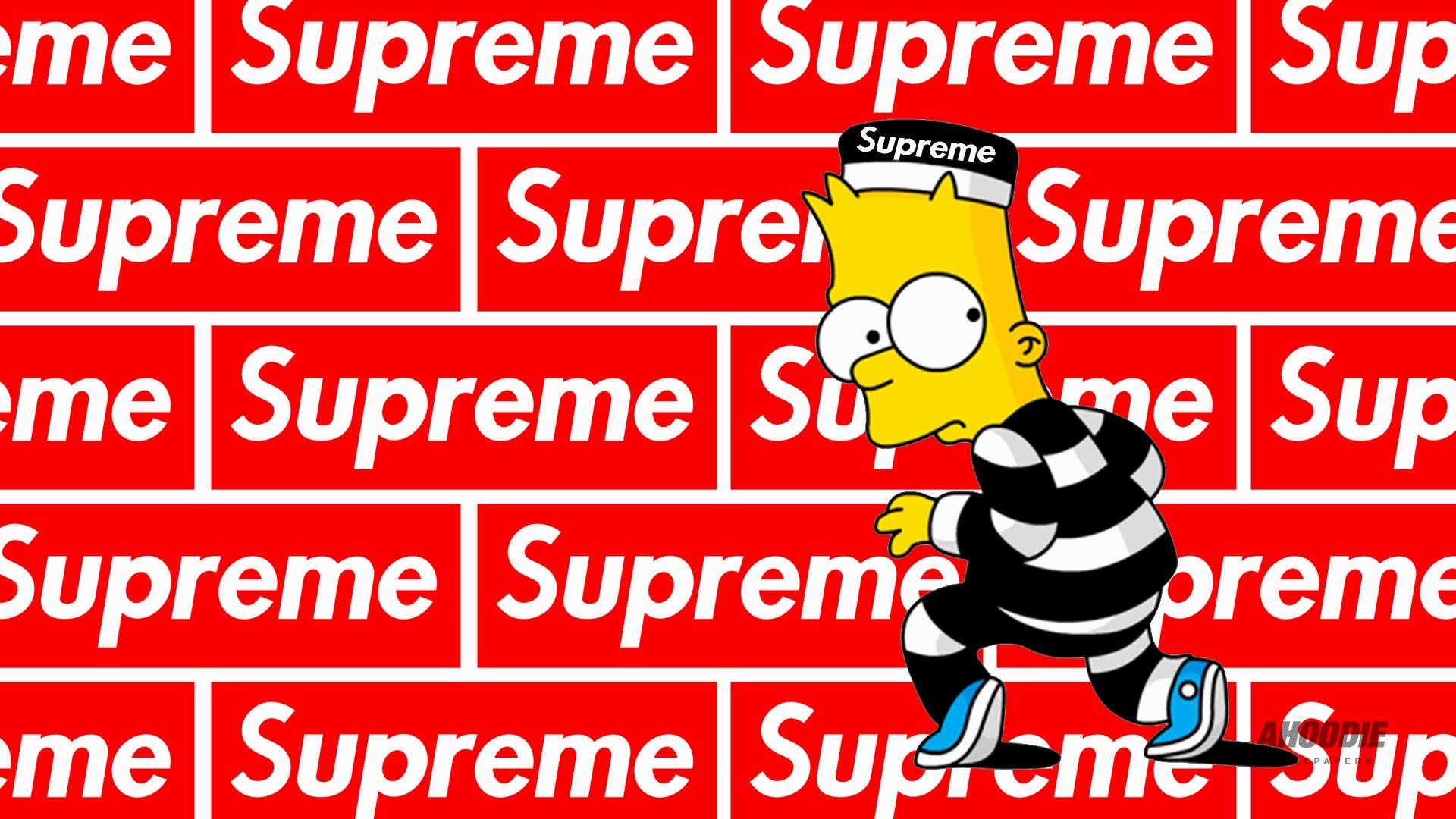 Bart Simpson, I Simpson, Supreme, Pattern, Rosso, Full HD, sfondo Windows 11