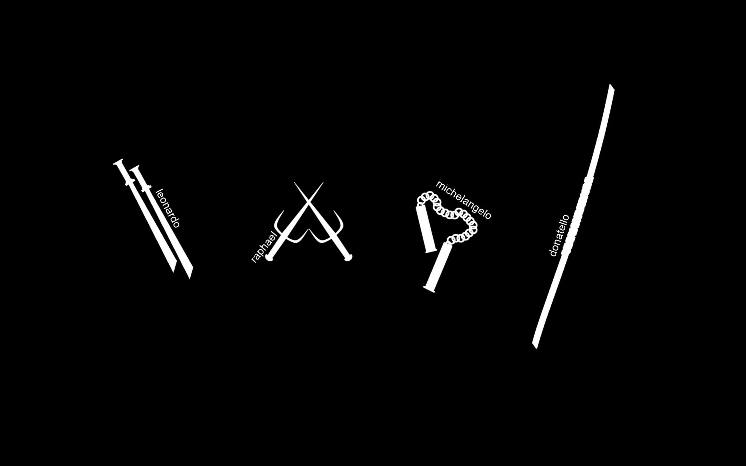 Armi ninja, Katana, Sai, Nunchaku, Sfondo nero, 2K, wallpaper desktop