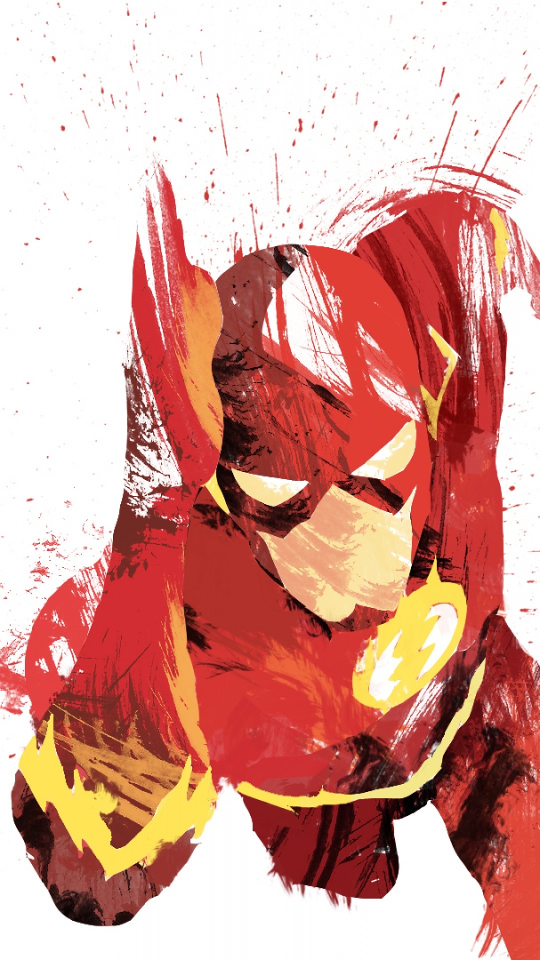 Flash, Acquerello, Rosso, Sfondo bianco, Full HD, wallpaper per smartphone