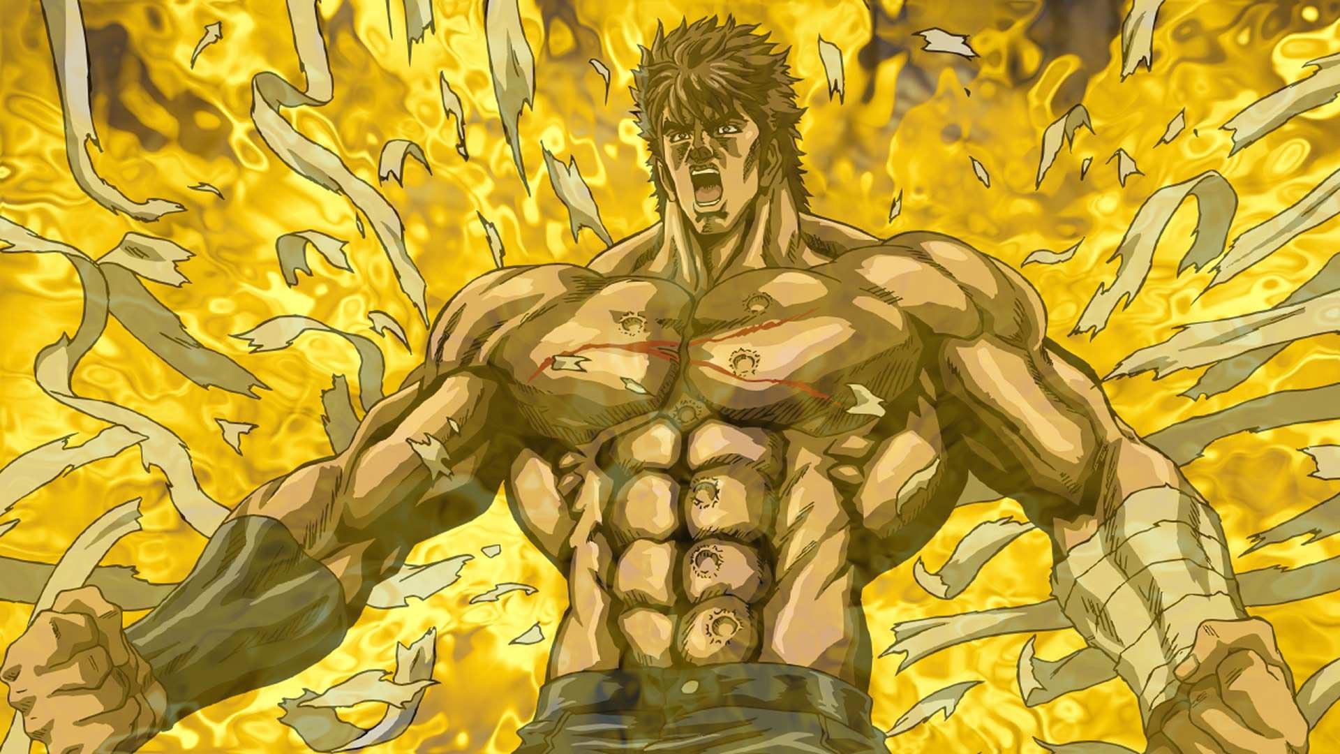 Kenshiro, Ken il guerriero, Torso nudo, Aura dorata, Full HD, sfondo desktop