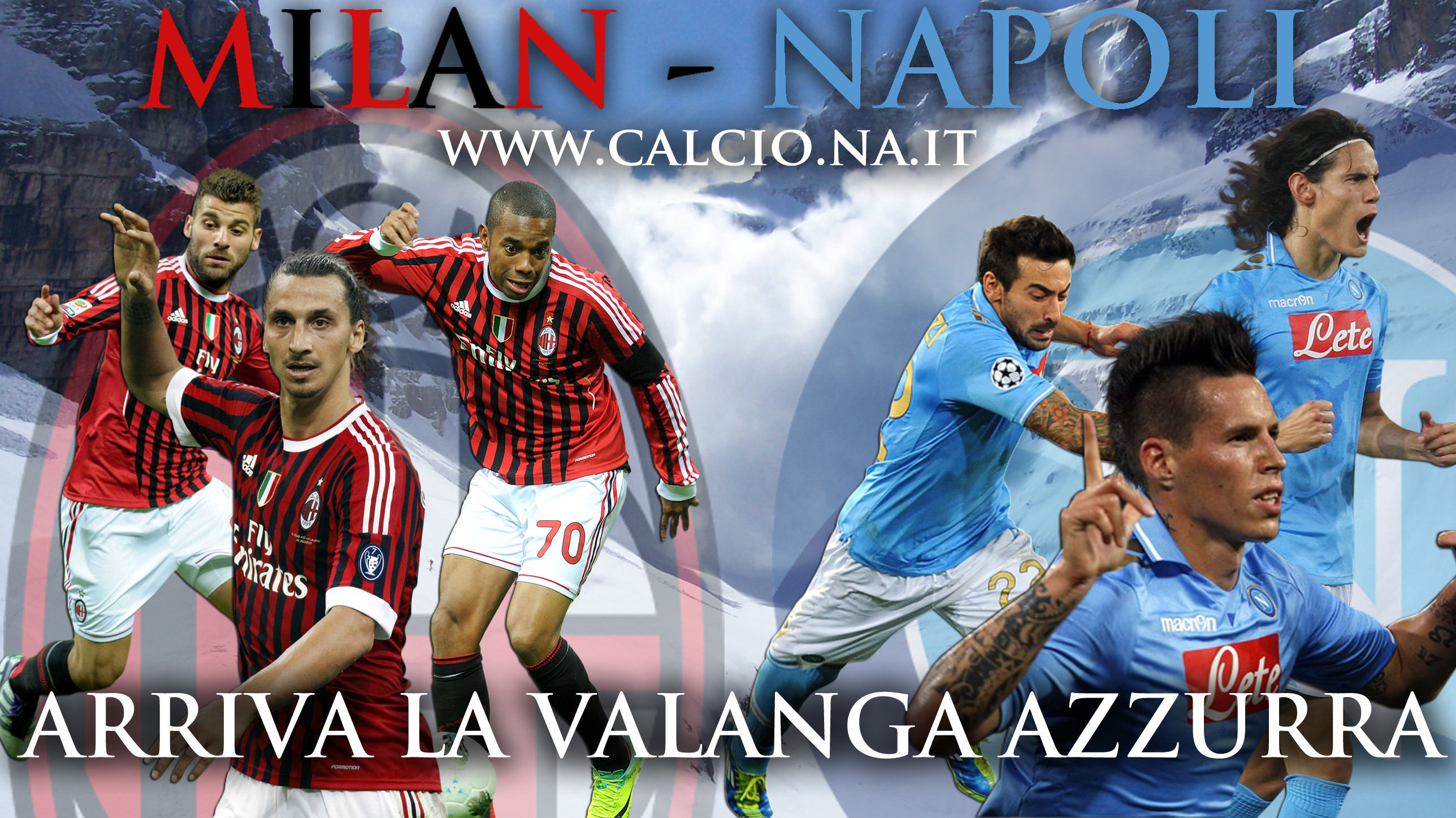 AC Milan, SSC Napoli, Zlatan Ibrahimović, Edinson Cavani, Locandina, sfondo per portatile
