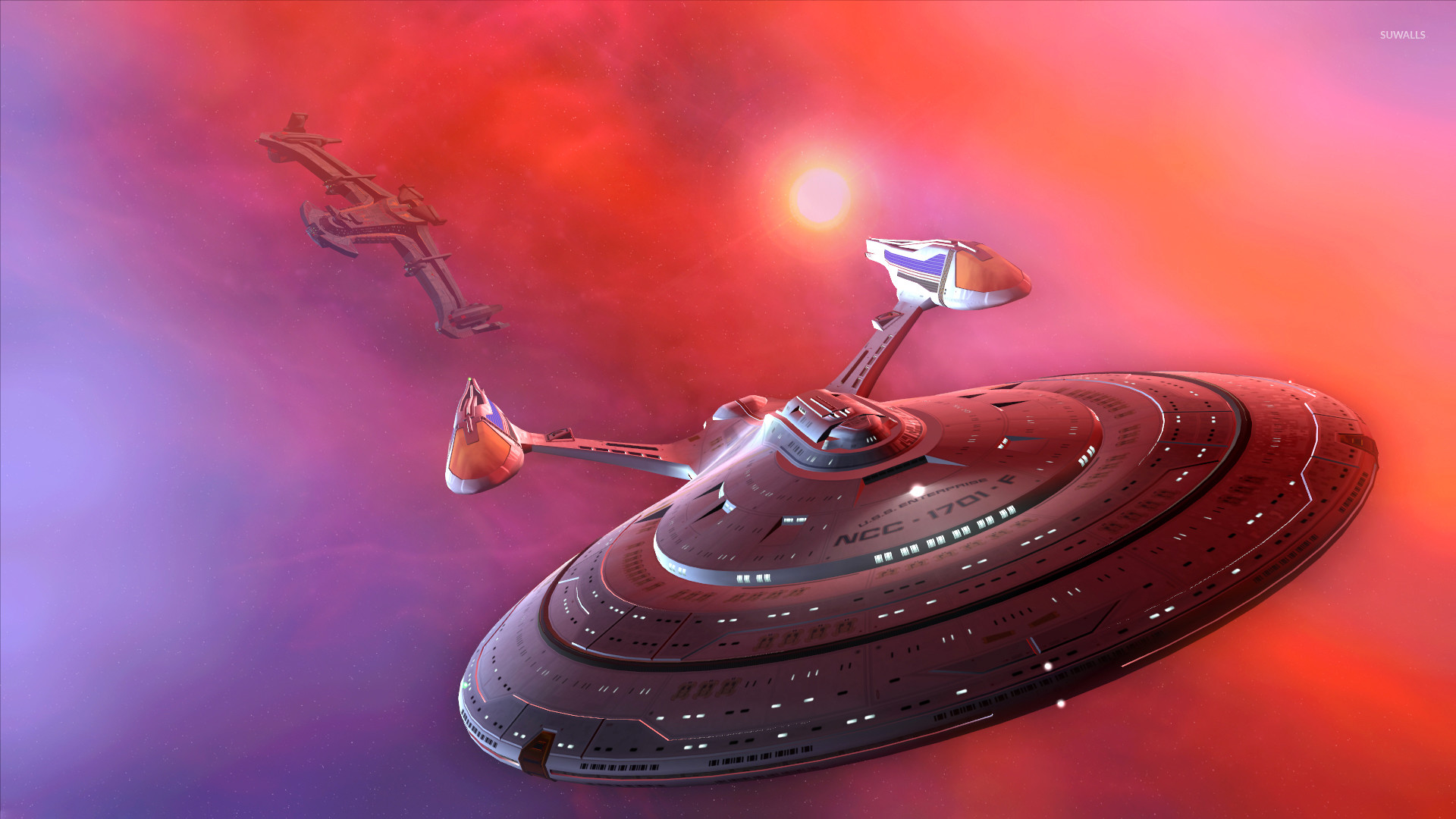Star Trek, Astronave, Nebulosa rossa, Spazio, Full HD, wallpaper per PC
