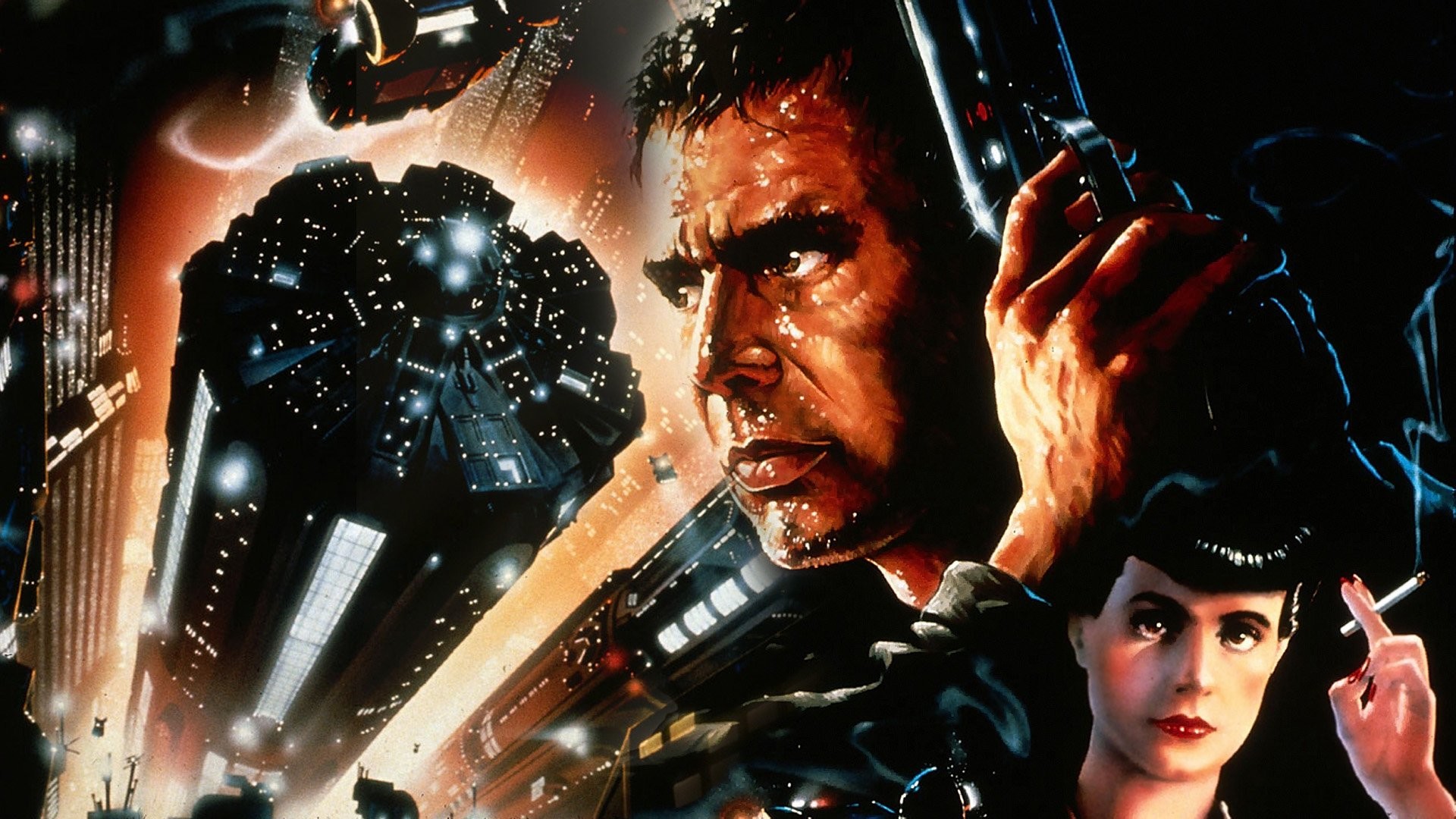 Blade Runner, Rick Deckard, Harrison Ford, Rachael, Sean Young, Poster, sfondo desktop 1920x1080